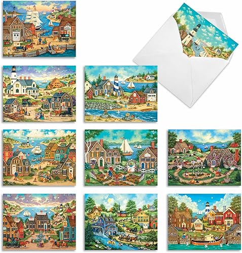 The Best Card Company - 10 tarjetas de notas en blanco en caja (4 x 5.12 pulgadas) - Arquitectura, tarjetas surtidas para todas las ocasiones - Este