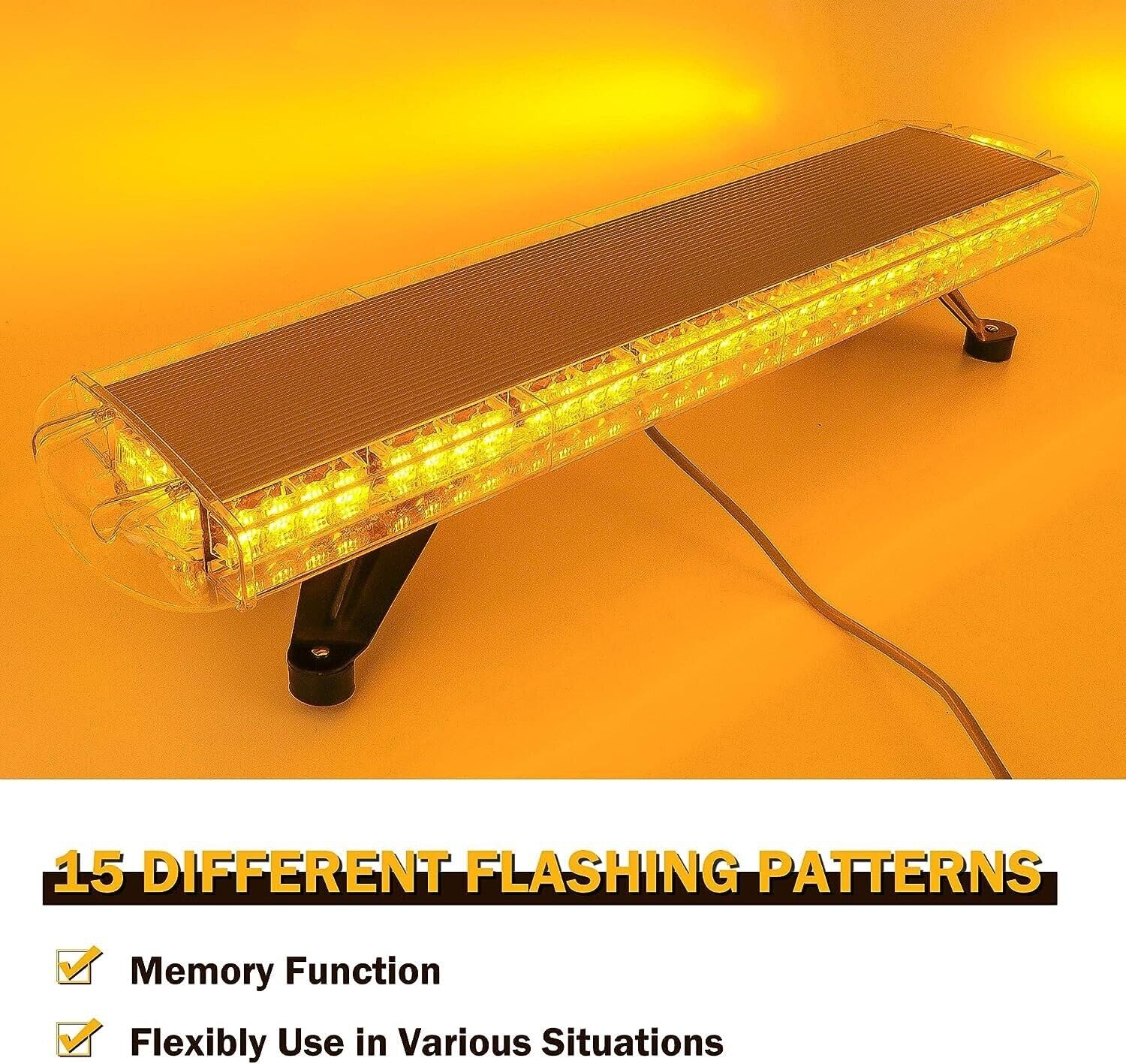 72 LED Barra Luminosa Stroboscopica di Emergenza Luce di Аvvertimento Per Tetto Auto 15 Modalità di Lampeggiamento Impermeabile con Accendisigari da 4,3 m 12V 24V