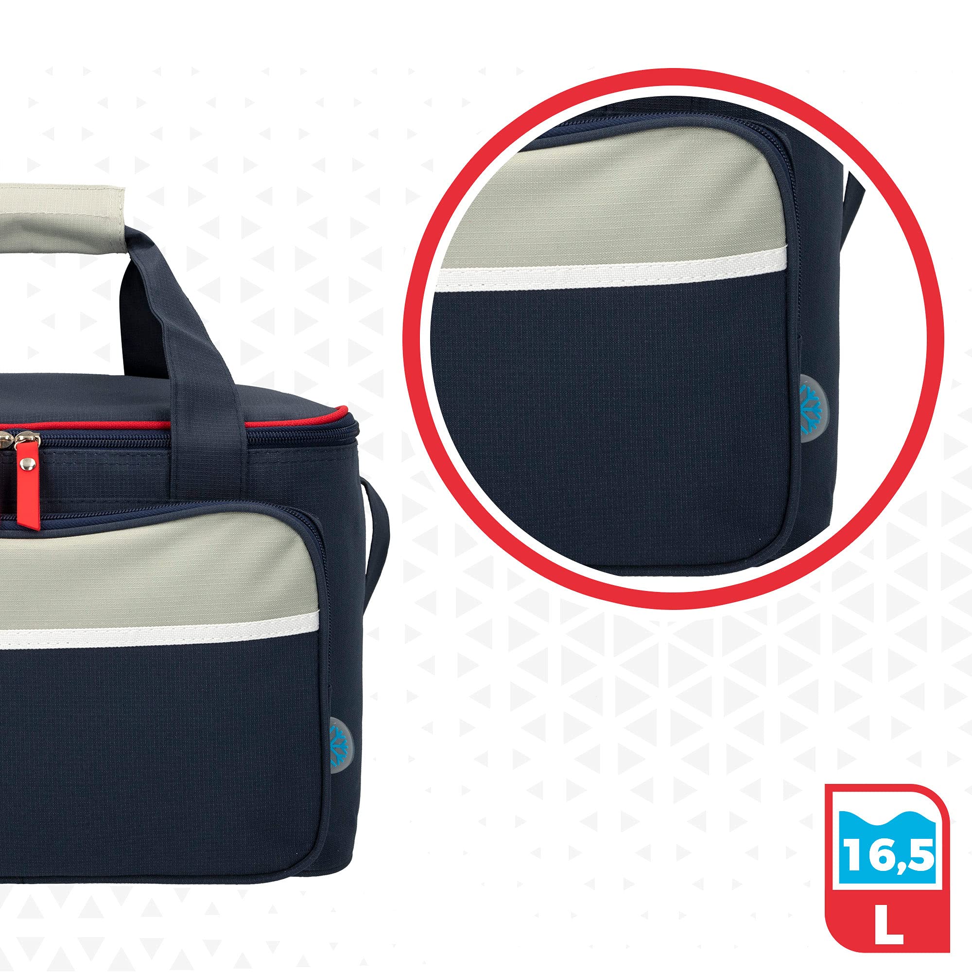 AKTIVE Borsa termica morbida da 16,5 l (36x21x22 cm), isolamento termico, doppia maniglia e tracolla regolabile, tasca frontale con cerniera, ecologica e senza CFC, leggera e facile da pulire (80727)