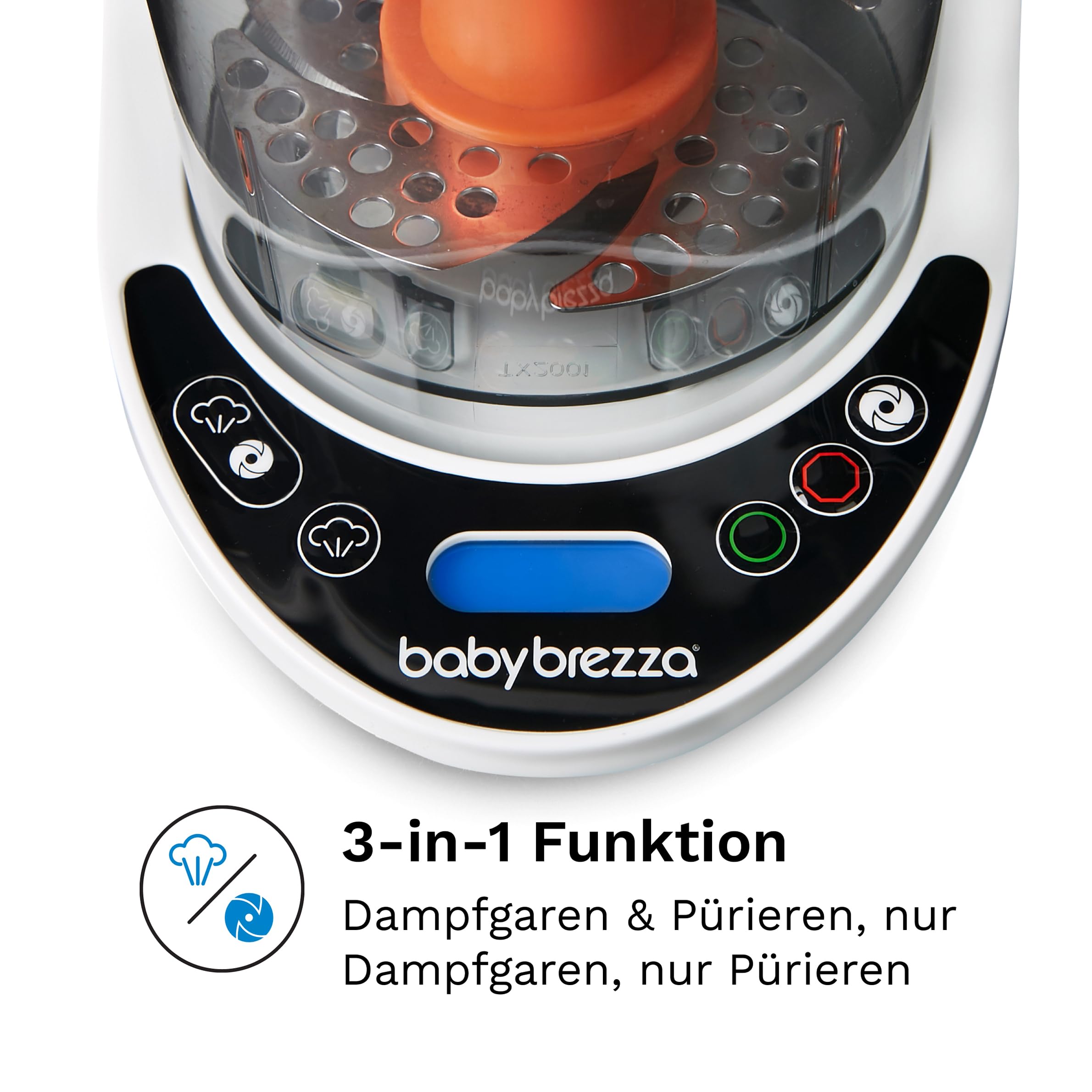 Baby Brezza 3-in-1 Babynahrungszubereiter Dampfgaren Mixen Kombi 800 ml BPA-frei LCD-Display