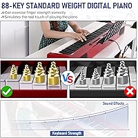 Vista 2 de C-811C 88-Key Weighted Keyboard Digital Piano,Beginner Piano Full Size Lightweight Electric Keyboard with Power Adapter, Pedal (Red)