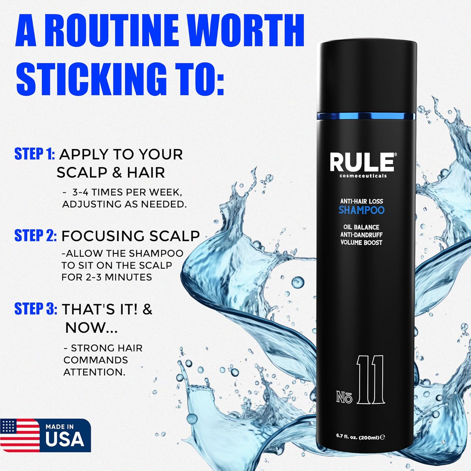 No.11 Anti-Hair Loss Shampoo for Men, DHT Blocker and Root Activator for Hair Regrowth, Anti-Dandruff & Oil Control Formula, Thickening & Strengthening for Thinning Hair - 200 mL - Image 6