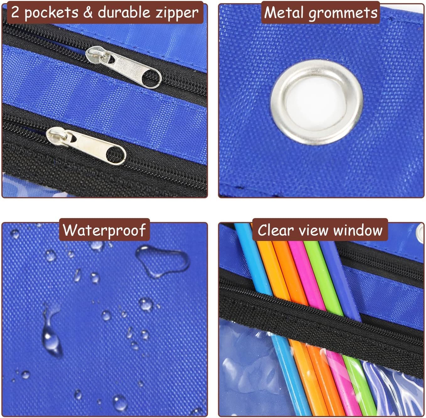 YoeeJob 24pcs Astuccio Astuccio per 3 Anelli, tasche espandibili con cerniera, grande capacità, portapenne, astuccio con finestra trasparente, scuola, ufficio, organizer