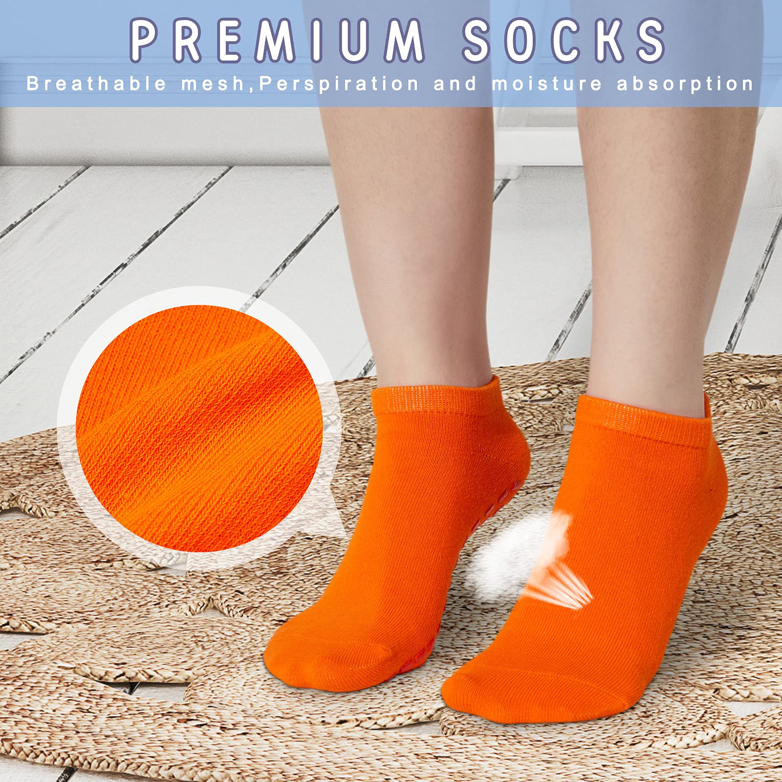 SATINIOR 30 Paar rutschfeste Socken Yoga-Socken mit Griffen, bunt, weich, Sportsocken für Damen und Herren, Yoga, Pilates, Barre, 10 Farben, Fußabdruck-Stil, Large