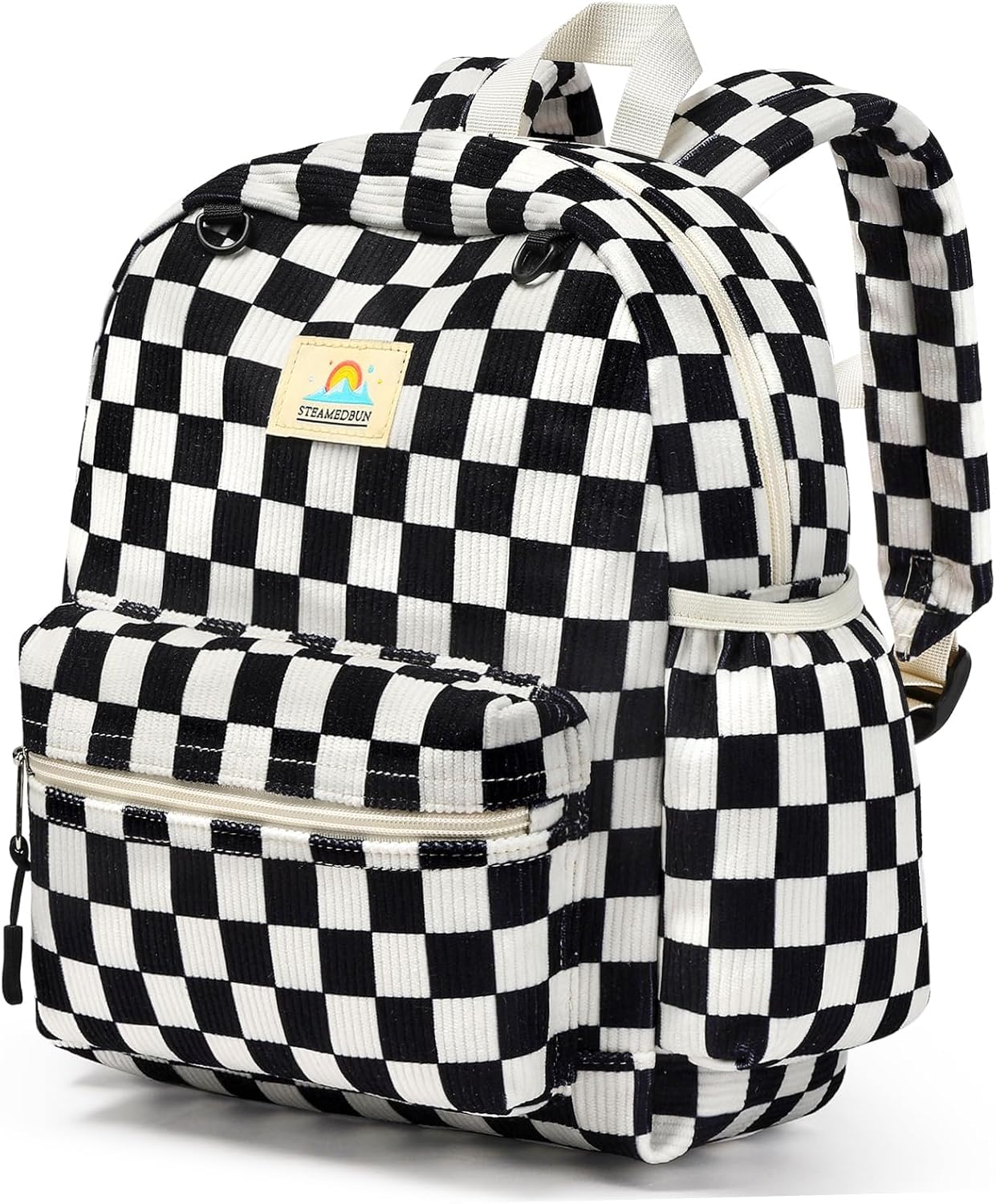 STEAMEDBUN Corduroy Toddler Backpack for Boys 2-4: Kids backpack for Boys Girls - 12 inch Preschool Kindergarten Backpacks - Checkered