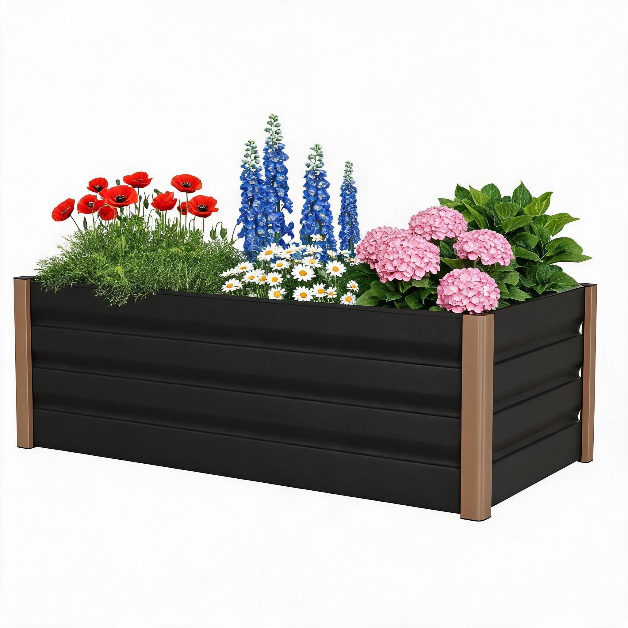 Garvee Aluminium Raised Garden Bed 120cm, Heavy Duty Metal Planter Box