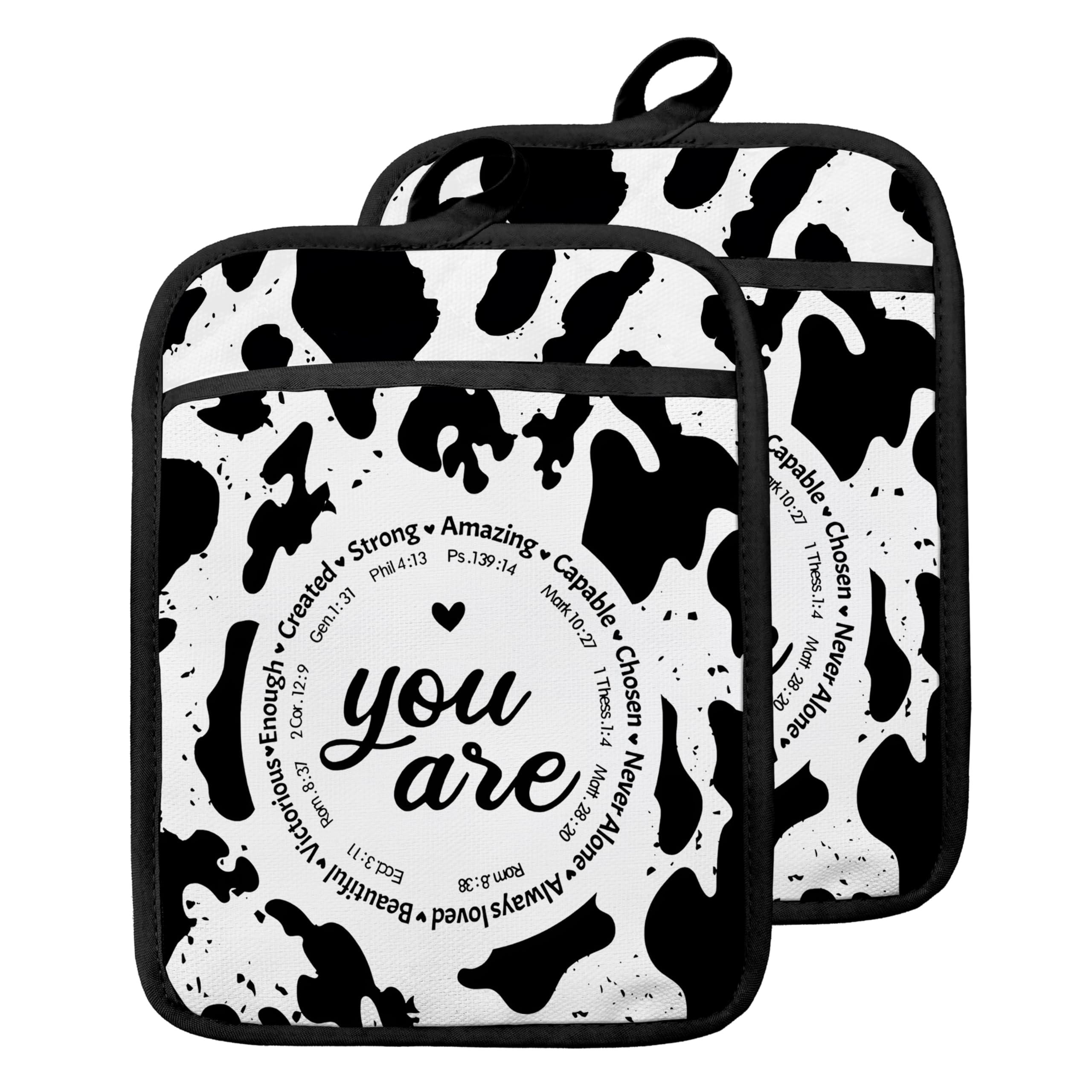 Soportes para ollas cristianas con estampado de vaca: el regalo ideal con versículo bíblico