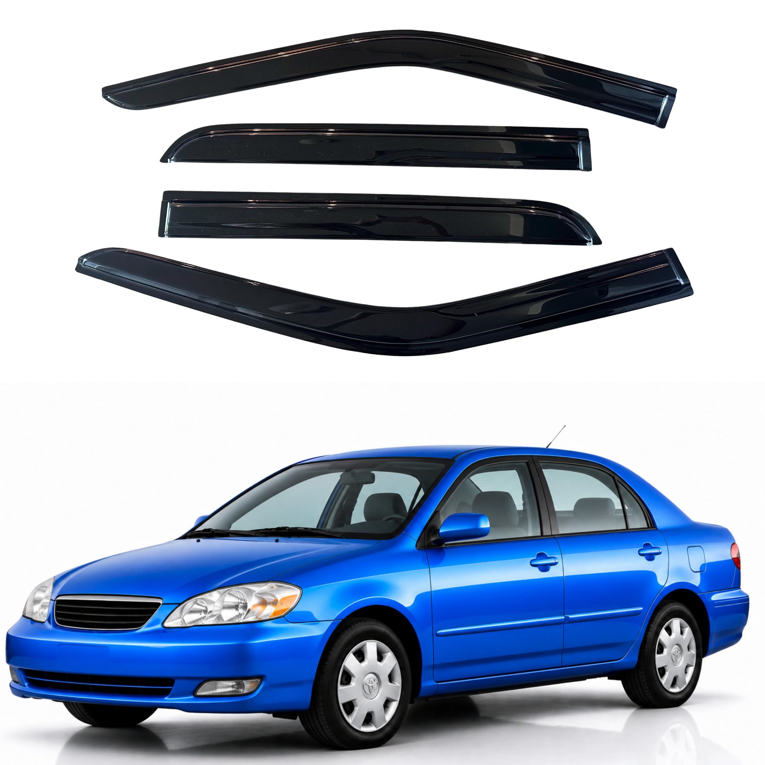 IG Window Visors Fit for 2003-2008 Toyota Corolla, Out-Channel Rain Guards Vent Wind Deflectors 4PC, Car Accessories for 03-08 Corolla