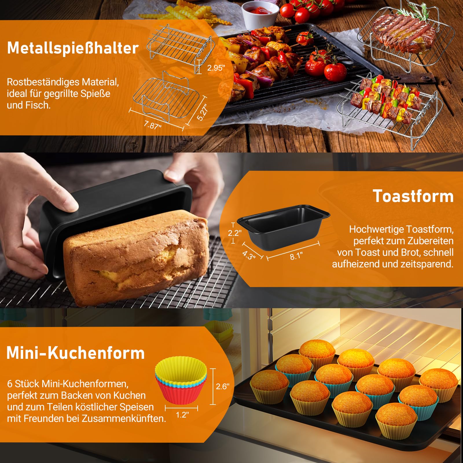 Set di accessori per friggrice ad aria a doppio cestello rettangolo per Ninja Foodi Dualzone Airfryer DZ201/40/55 adatto a tutte le Airfryer 3.7Qt - 4.2Qt  15