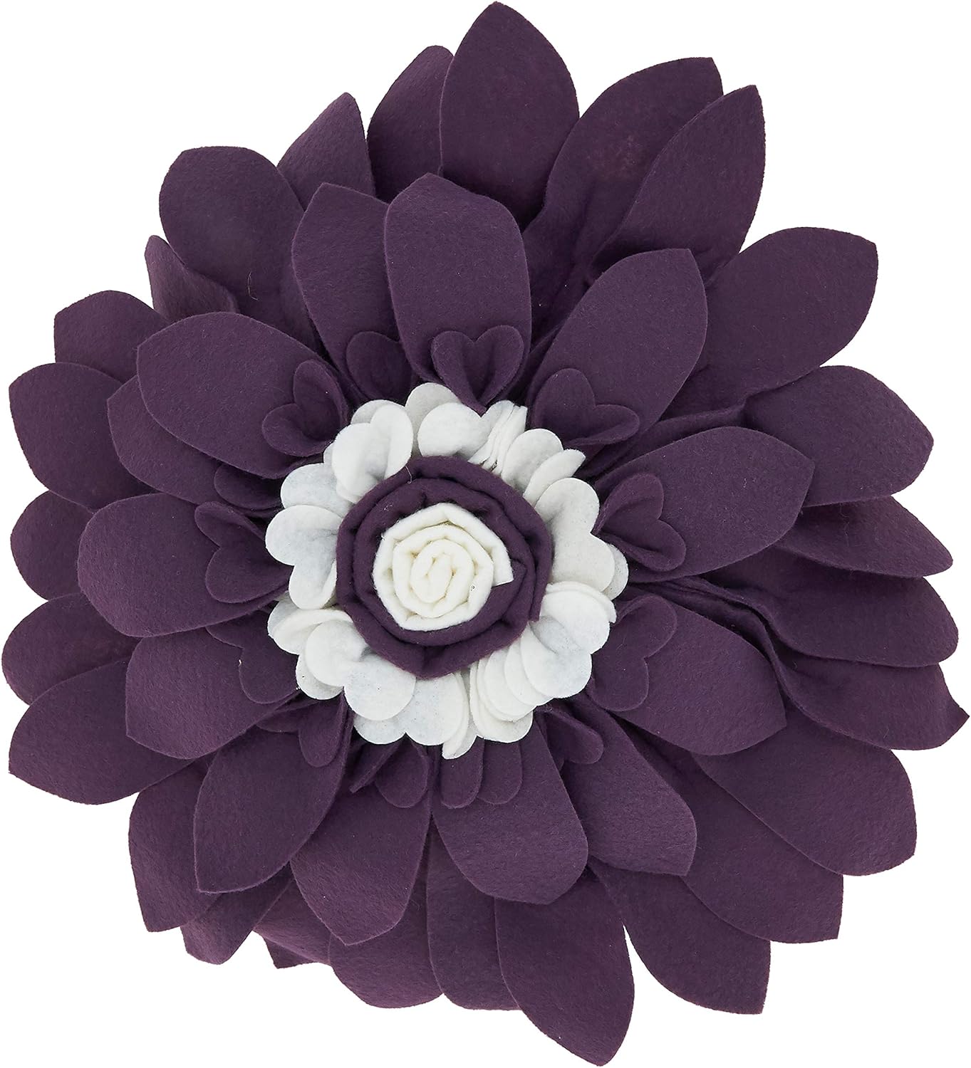 SARO LIFESTYLE Felt Flower Throw Pillow with Poly Filling