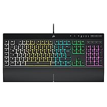 Corsair K55 RGB PRO Tastiera Gaming a Membrana Cablata, Retroilluminazione RGB, 6 Tasti Macro con Integrazione Software Elgato, Resistente all’infiltrazione di Polvere e Liquidi, QWERTY, Nero