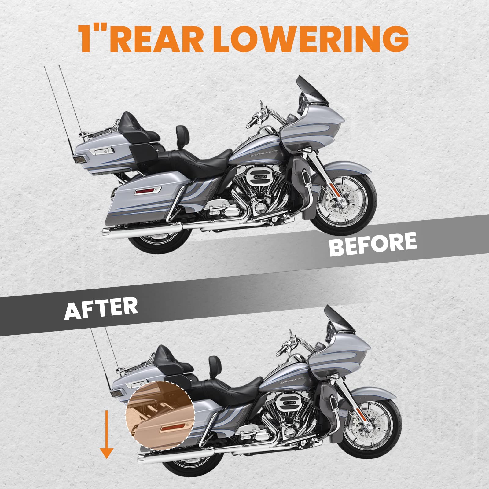 Waverspeed 1" Rear Lowering Kit for Harley Davidson 20172021, Aluminum