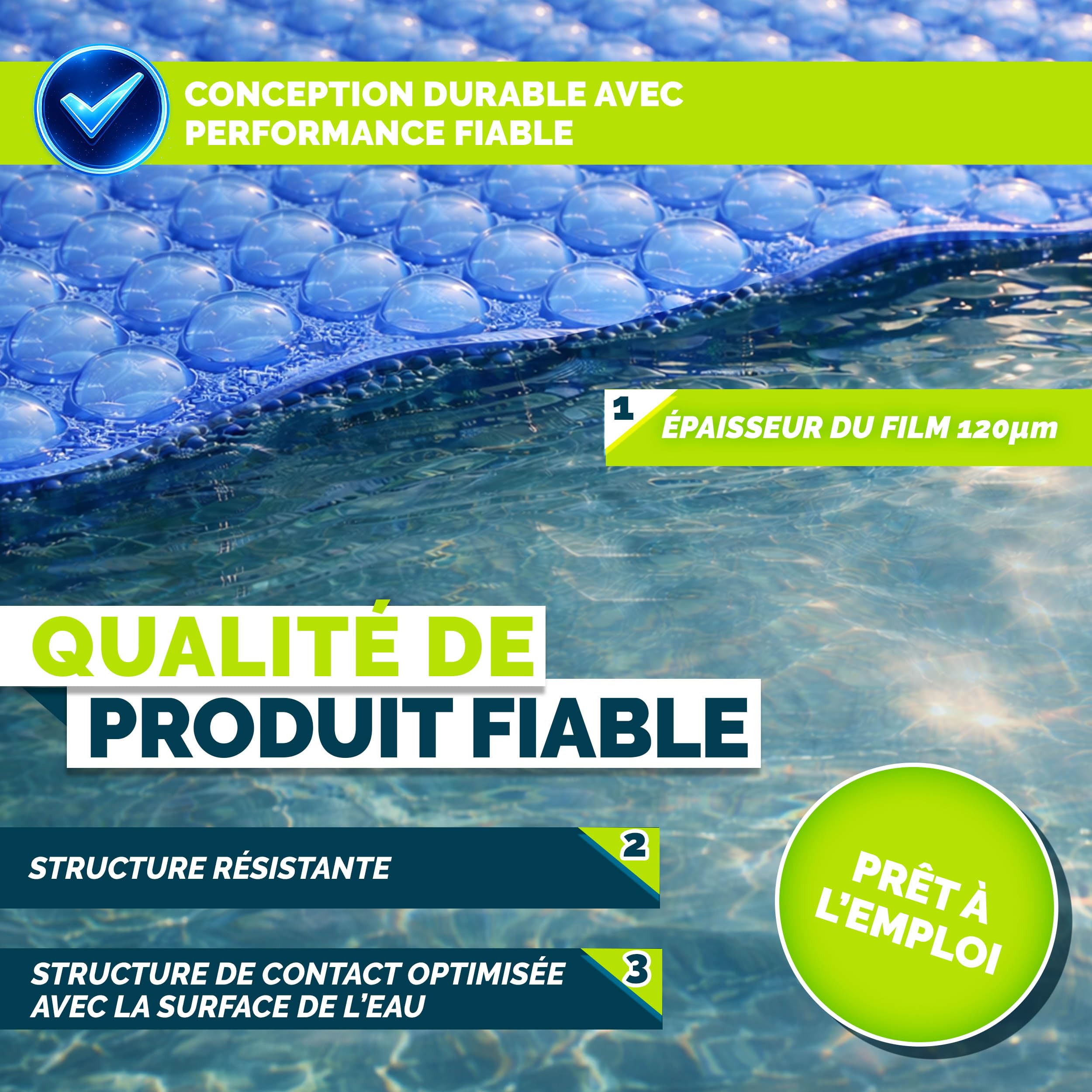 tillvex Bâche à Bulles pour Piscine | Bâche de Protection Solaire de 120 µm d'épaisseur | Découpe individuelle | Chauffage de Piscine pour Eau Chaude (Bleu, 488 cm (Ronde)) | Bâche solaire de piscine pour chauffer l'eau de la piscine - Bâche solaire pour