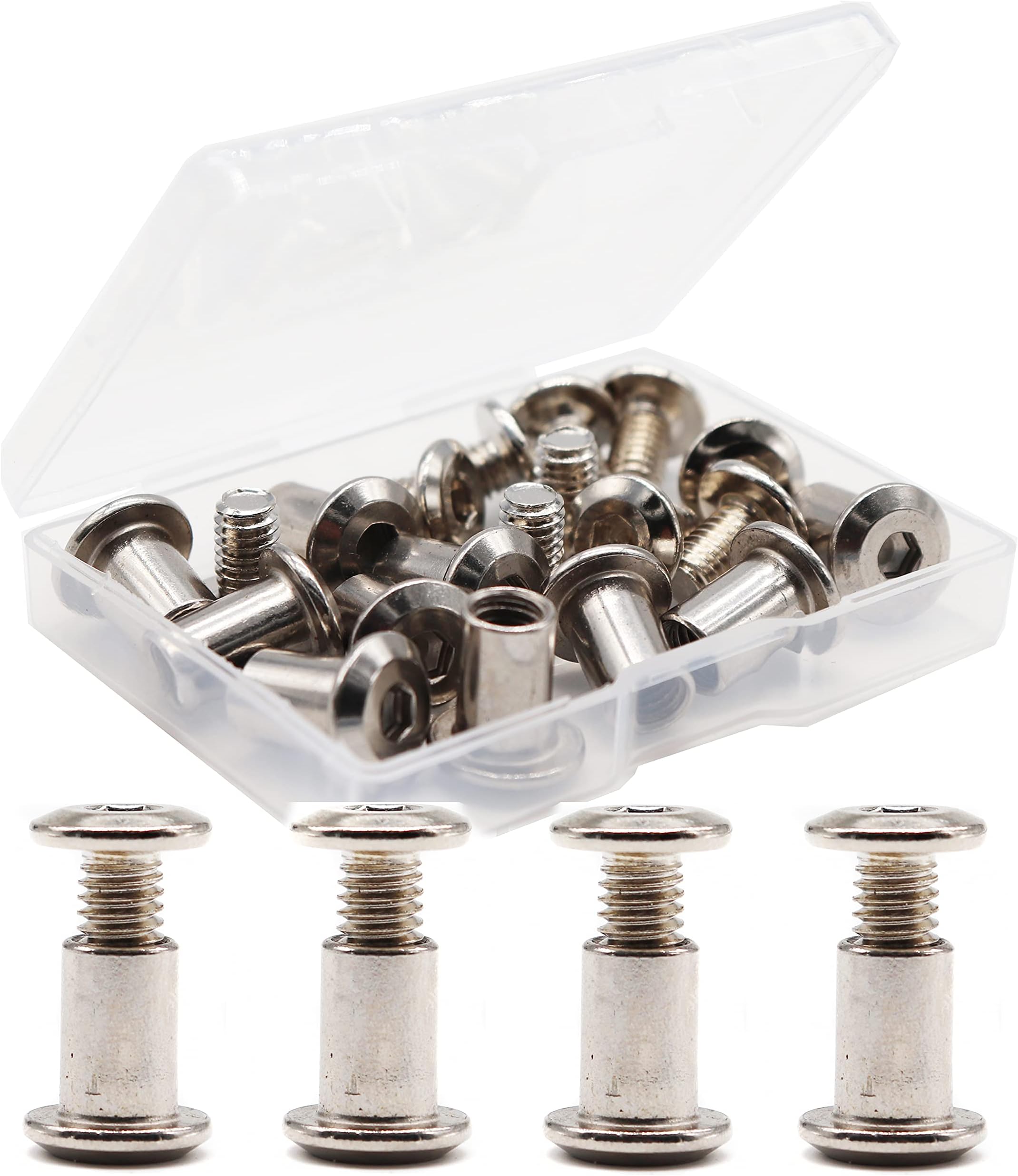 binifiMux 10-Pack M6 x 10mm Rivet Hex Socket Head Cap Connecting Bolt and Barrel Nut for Furniture