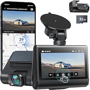 iZEEKER 4K Dash Cam Front and Rear Wi-Fi GPS, 4K 1080P Dual Dash Camera for Cars with 32GB SD Card, 7.5cm IPS Touchscreen, WDR Night Vision, 170° Wide Angle, Parking Mode