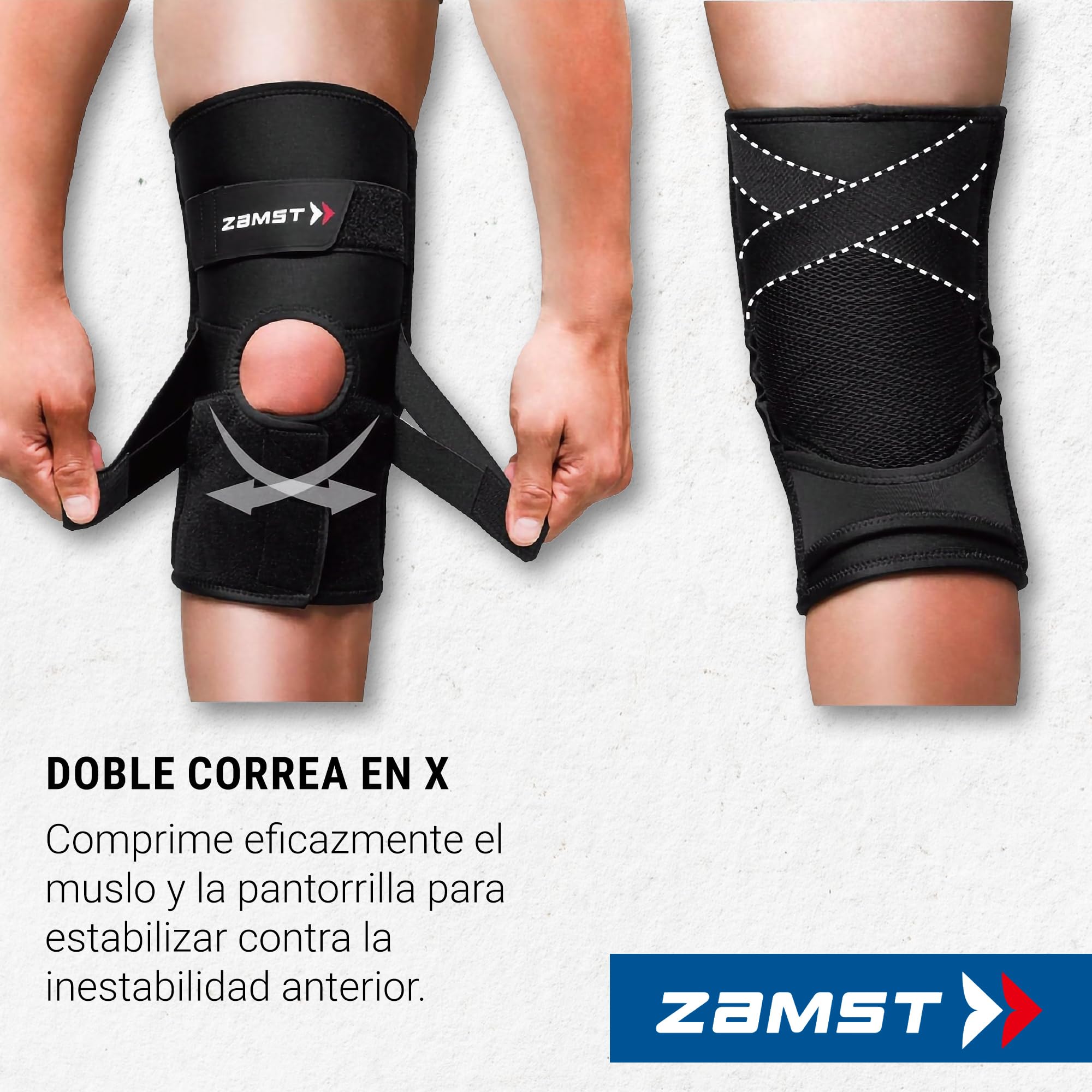 Zamst ZK-Protect Rodillera Deportiva - Rodillera de Compresión para Hombres y Mujeres con Soportes de Resina Flexibles para Protección y Esguinces de Ligamentos de LCA, LCM Y LCL - 3XL