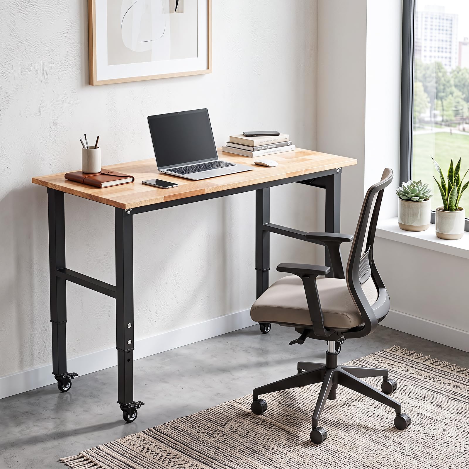 COSTWAY Banco da Lavoro Officina in Metallo 116 x 50 cm, Portata 635 kg