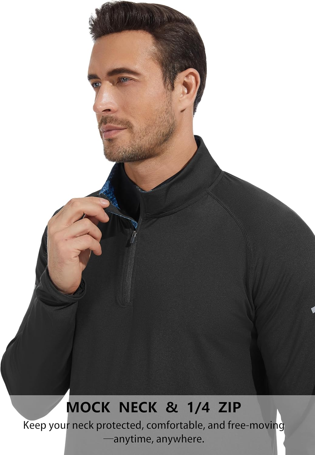 Mens Golf Quarter Zip Pullover Mock Neck Sweatshirt Lightweight UPF 50+ Sun Protection Long Sleeve Performance Shirt - Image 3