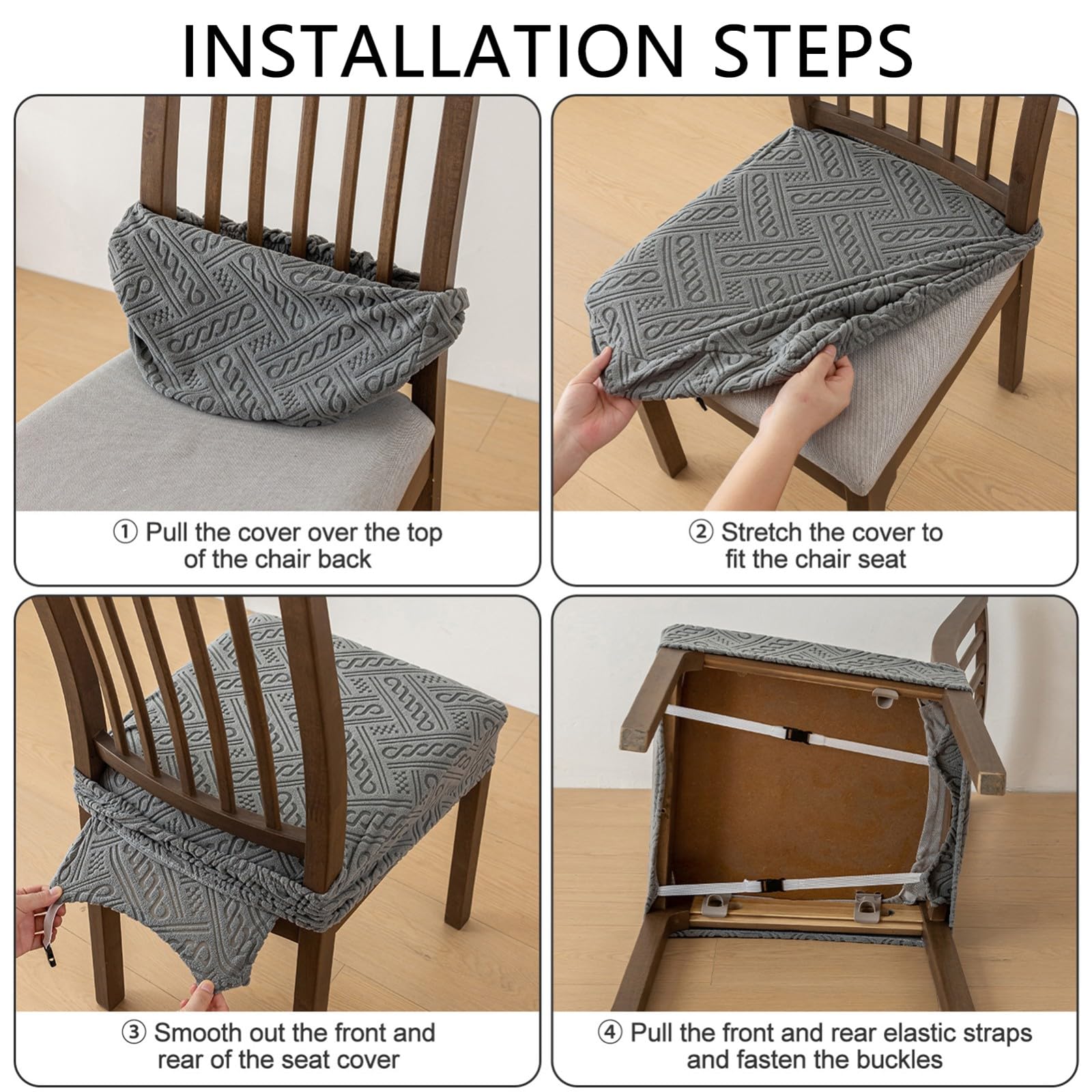 Fundas para Cojines de Sillas de Comedor Pack de 2/4/6,Extraíbles Lavables