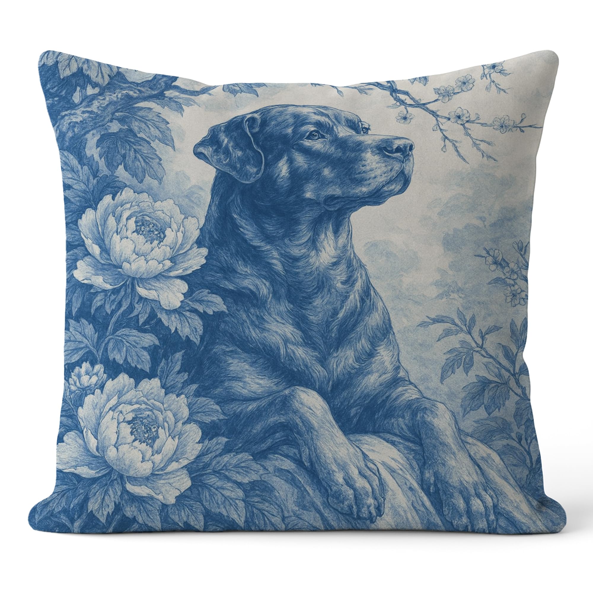 Amazon.com: FGFK Blue Chinoiserie Rottweiler Pillow Covers 18x18