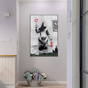 愛とお金 パネル 飾り絵 ポスター インテリア 絵 絵画 30x40cm アートパネル アートポスター Banksy バンクシー 愛とお金