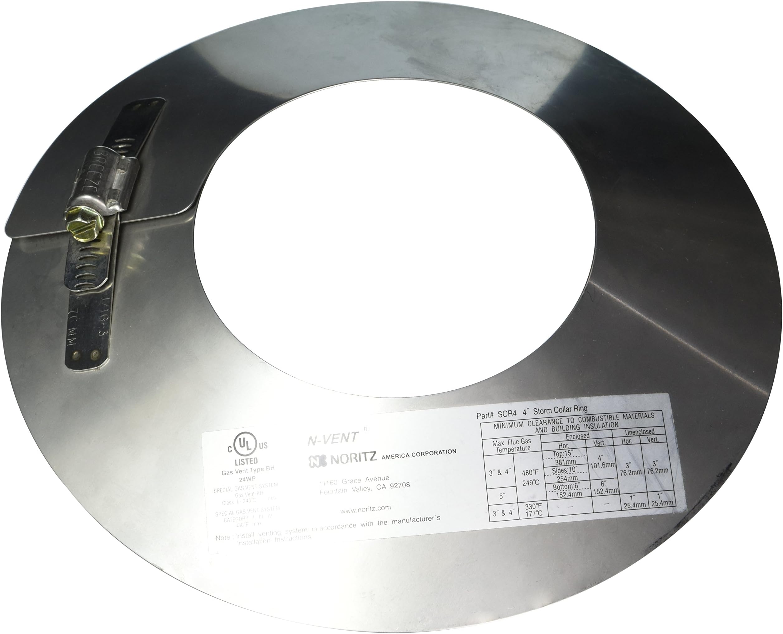 Noritz SCR4-1 4" Storm Collar Ring for ADJRF34 ONLY