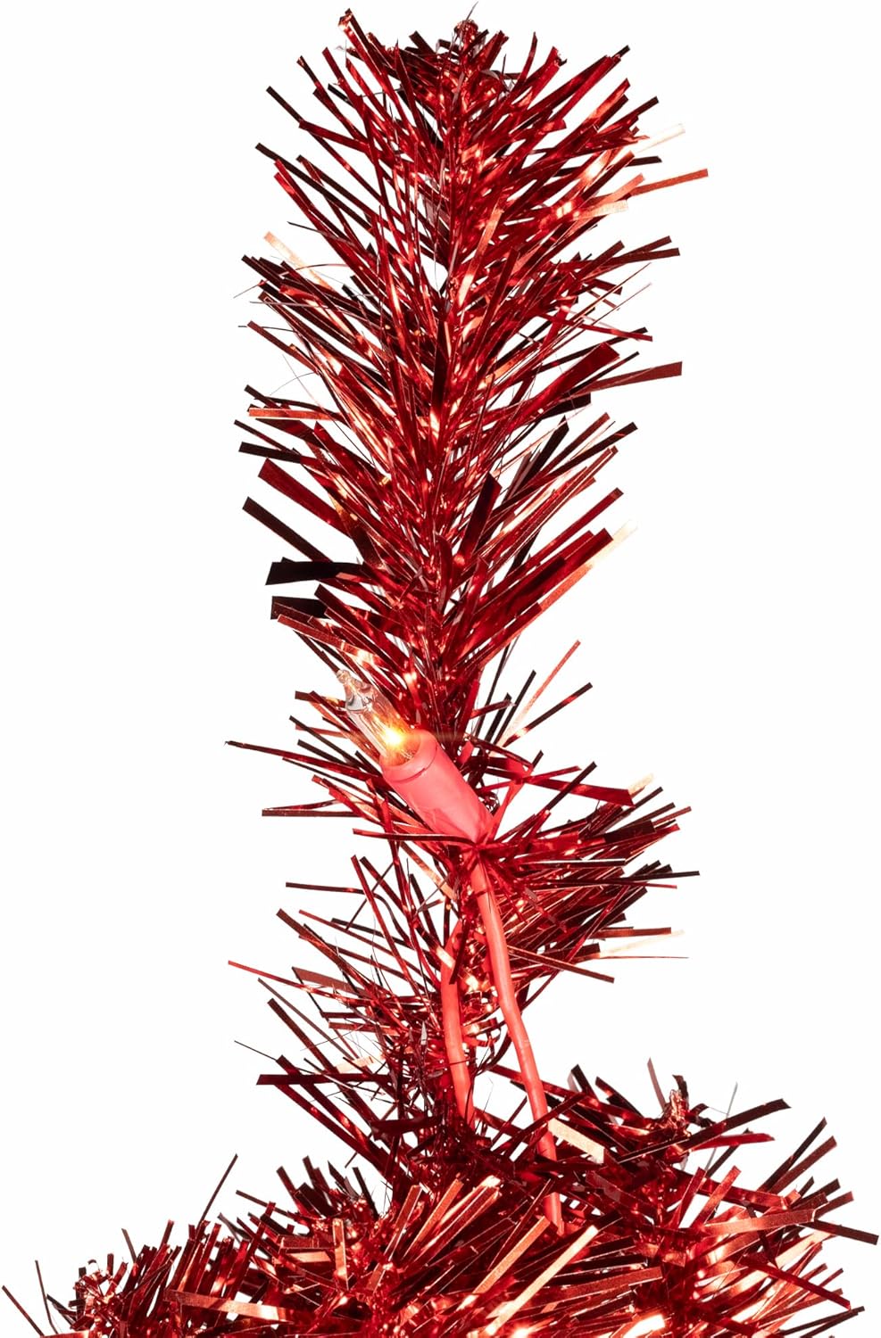 Northlight Pre-Lit Artificial Tinsel Christmas Tree - 3' - Red - Clear Lights