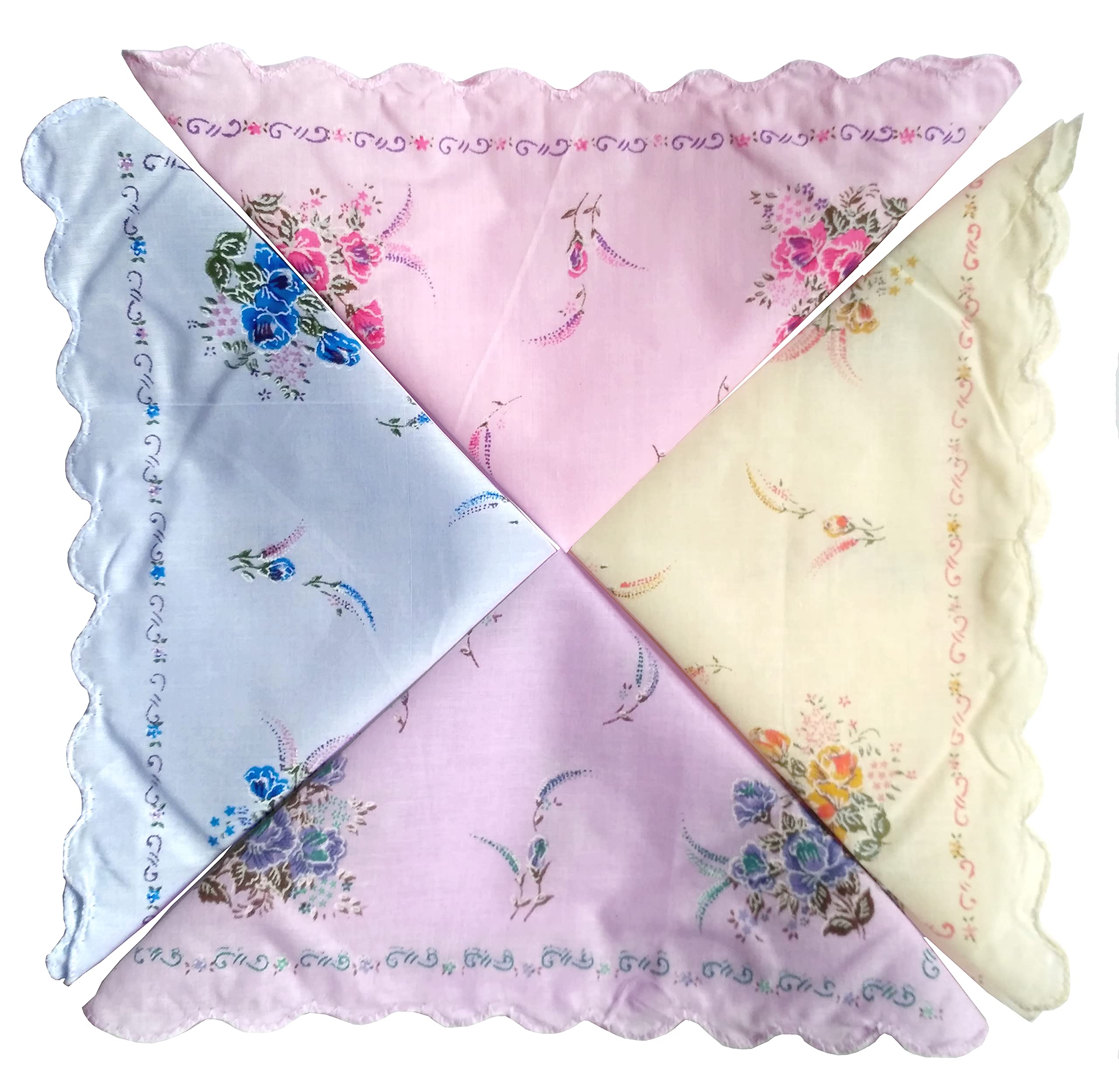 Sponsored Ad - Pure Cotton Women Handkerchief Hanky 12" * 12" Pack of 12 Pieces Soft Flower Printed Handkerchief Hankies Rumal Roomal (12)