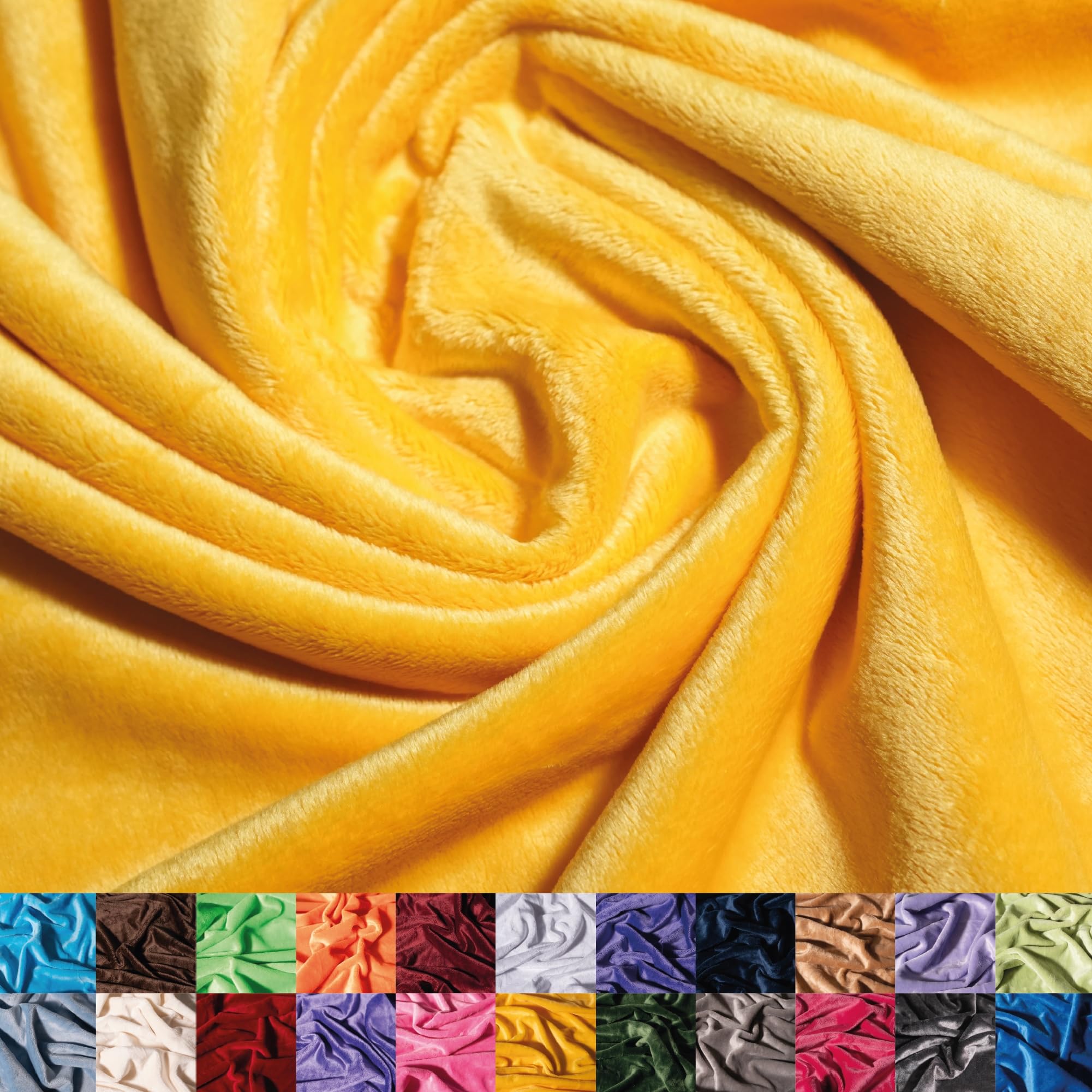Ice Fabrics Solid Minky Fabric by The Yard - Soft, Smooth and Luxury 58/60" Extra Wide Yellow Minky Fabric for Blankets, Apparel, Baby Accessories, Throws, Pillows & More - Yellow - 1 Yard