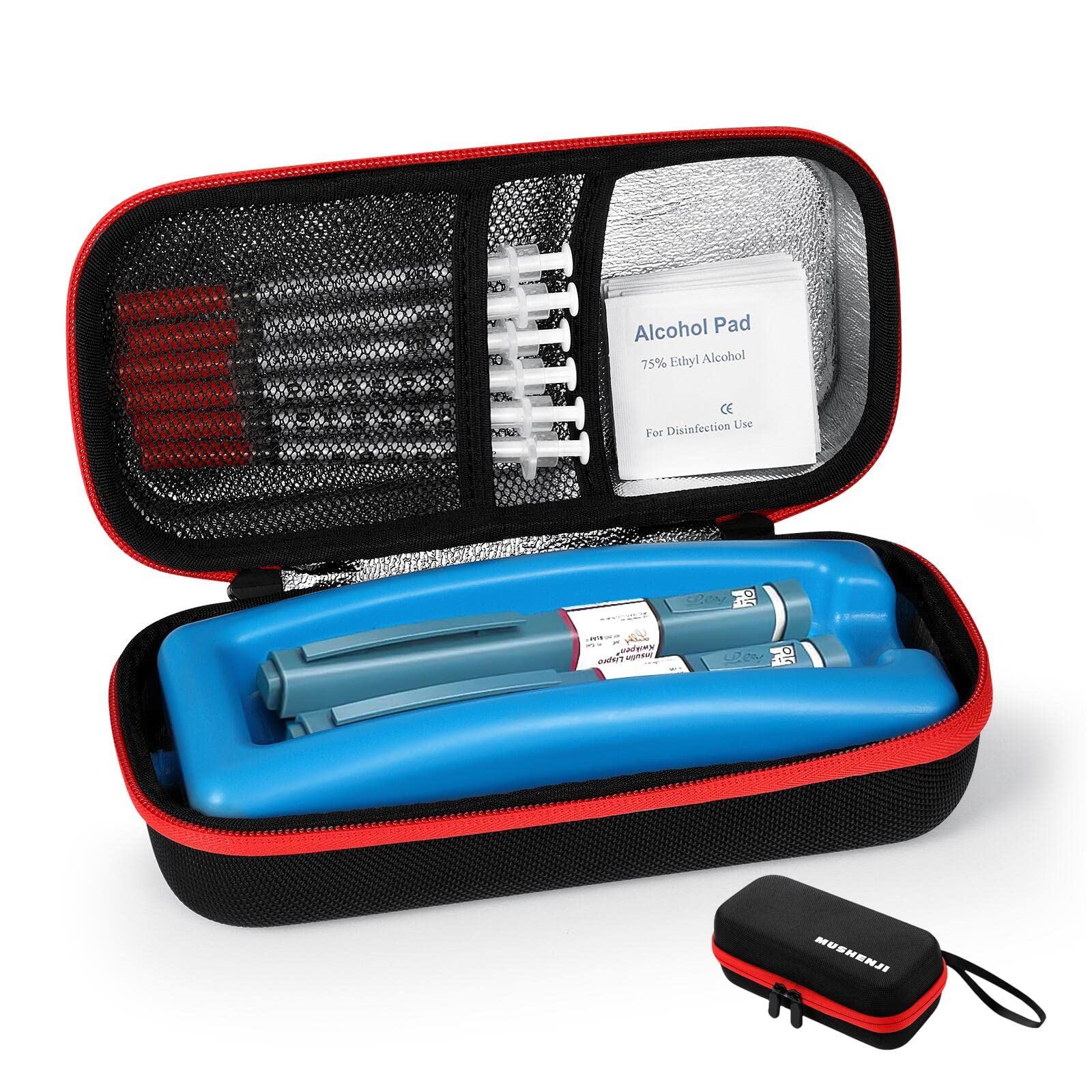 MUROAD Estuche de viaje para refrigerador de insulina con ladrillo de hielo protector, suministros de estuche de viaje diabético de pluma de insulina