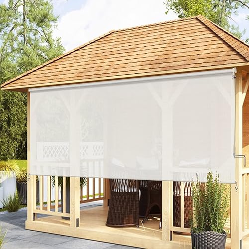 Miniatura 8 de Sunbox Persianas enrollables para exteriores, opacas, inalámbricas, funciona con manivela, persiana enrollable de privacidad y protección UV para