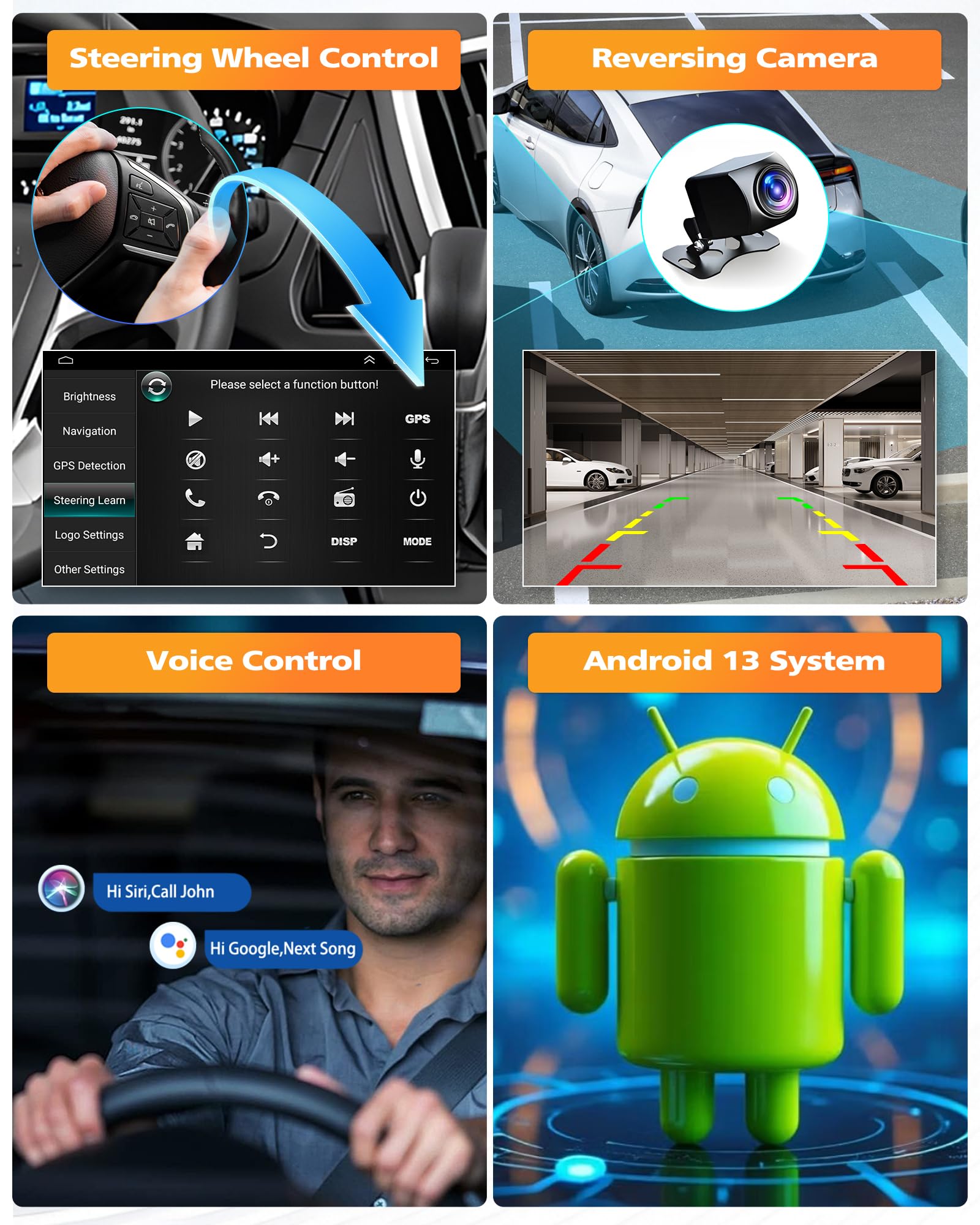 Autoradio Android 7 Pouces 1G+32G Pour Peugeot 206/206CC 2001-2016 - GPS Navigation Caméra Recul Mirror Link