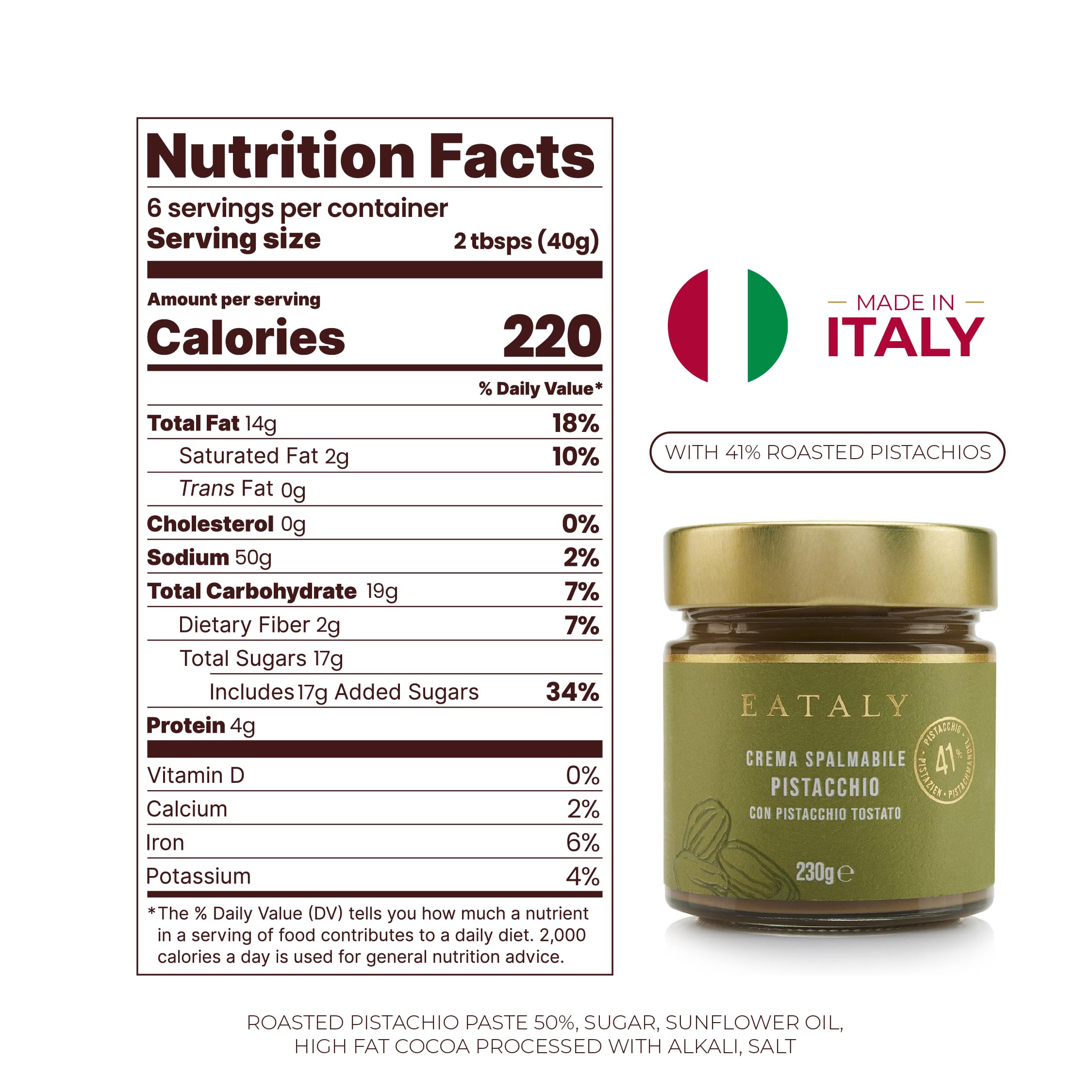 Eataly Pistachio Spread Crema Spalmabile Pistacchio- Made in Italy 230g 8 1oz Jar 1-Pack — view 2