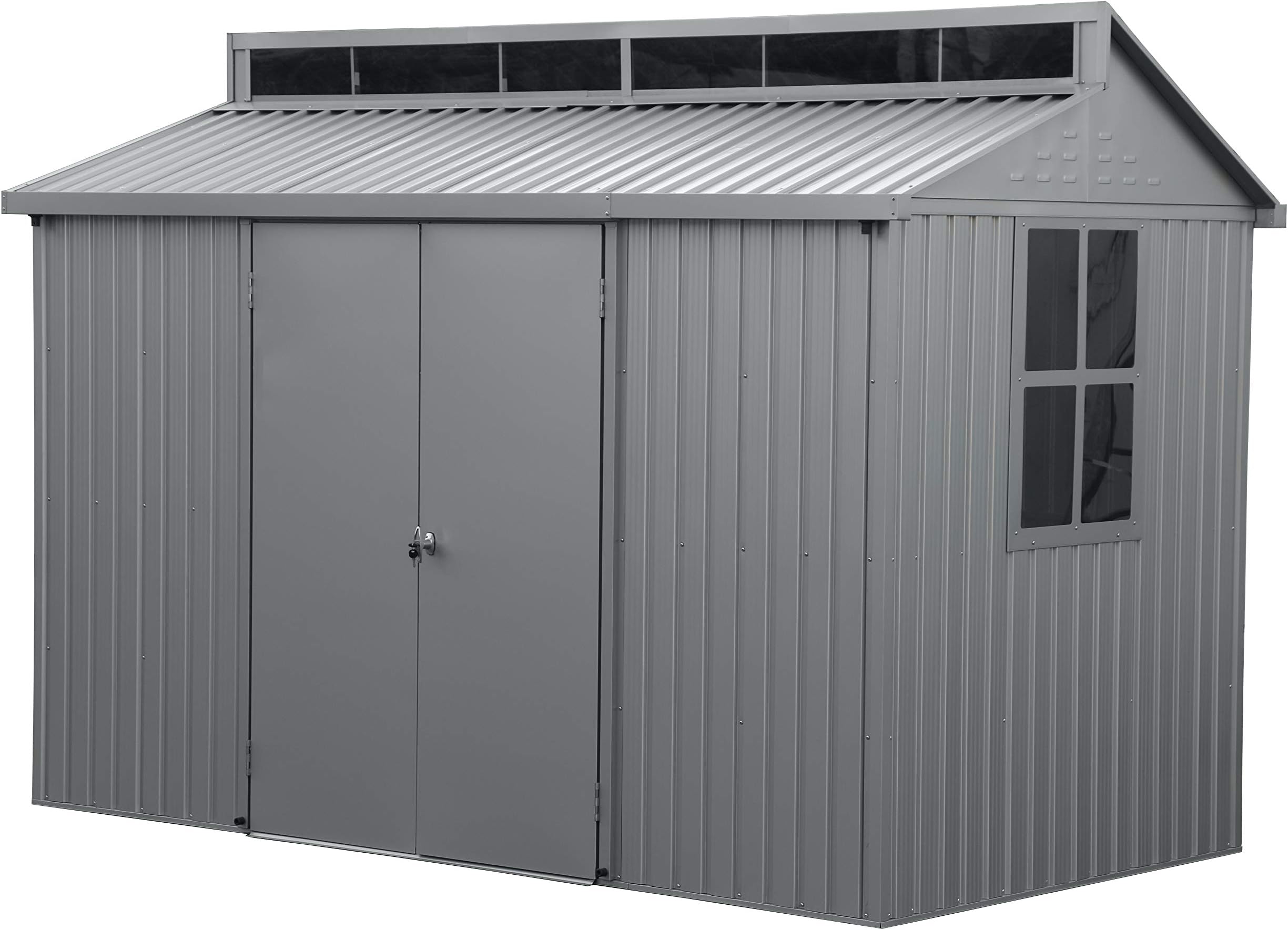 Aluminium 10 x 6 (5.90 m2) Garden Shed, All-Weather Durable & Waterproof Outdoor Storage Shed, Includes Skylight, Foundation, Window on Side & Lockable Double Doors