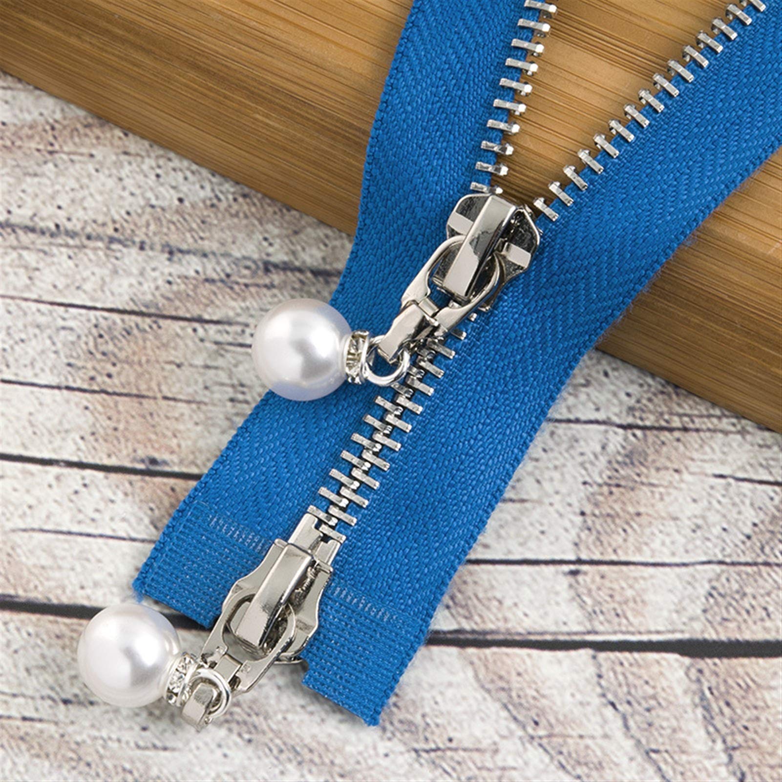 CFFQDQUANB Zipper for Bags, Zippers 1Pc 85cm 120cm 5# Pearl Metal Zipper,for Sewing Clothes Zips,(Bluegsilver120cm)