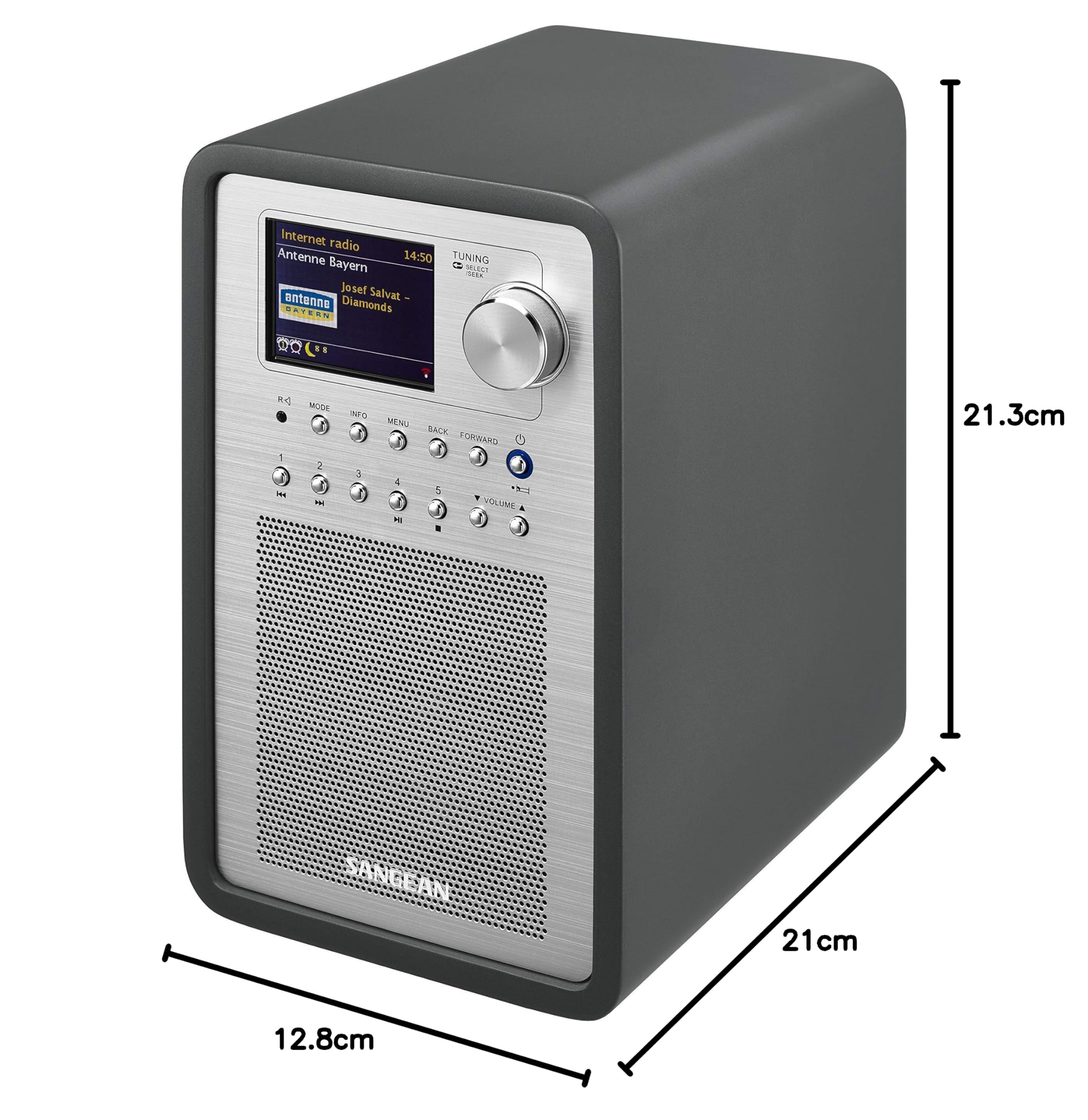 Sangean WFR-70C Internet Radio - WiFi und DAB+ radio - Spotify-Player - UKW-RDS und AUX-In - grau