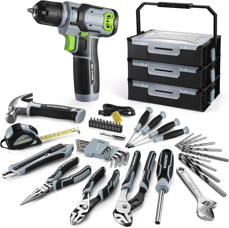WORKPRO Power Drill Set & Tool Kit set, 8V Cordless Drill Driver & ToolBox | 43PCS, 3/8" Keyless Chuck, 2.0Ah Battery, Portable for Home Repair & DIY