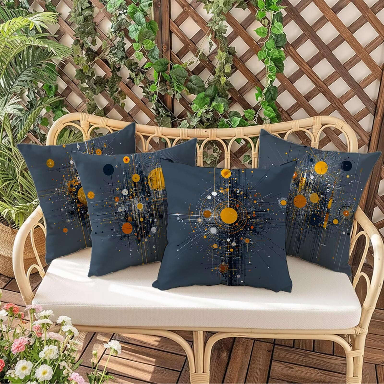 Kissenbezug 65 x 65 Outdoor Kissenbezug 65 x 65cm Doppelseitiger Druck Geometrie Deko Sofakissen Bezug Einfachheit Kopfkissen Bezug für Frühling Sofa Bett Deko, Geschenke für Frauen (Samt) BZ-16395