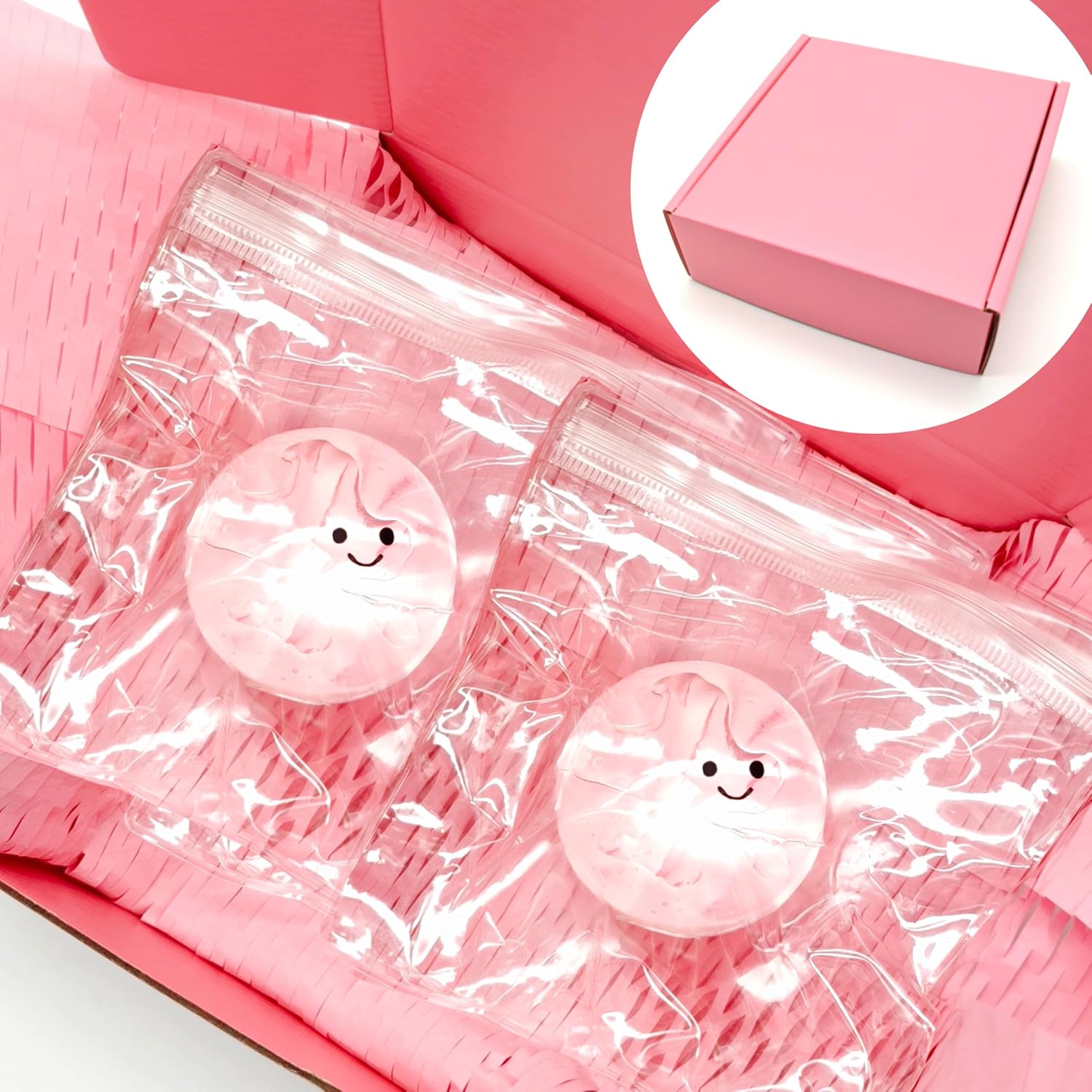 Handmade Crystal Ball Taba Squishy Toy, Clear Taba Squishy Ball, Cute Smiling Design, Sticky, Glossy, Gift, Squishy Toys for Adults (Crystal 2pcs)