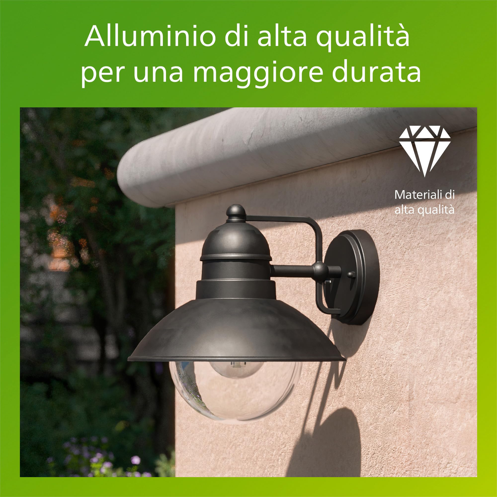 Philips Hoverfly Applique LED da Esterno, Resistente a Intemperie IP44, Durevole, Alluminio, Design Classico, Nero, Lampadina E27 Venduta Separatamente