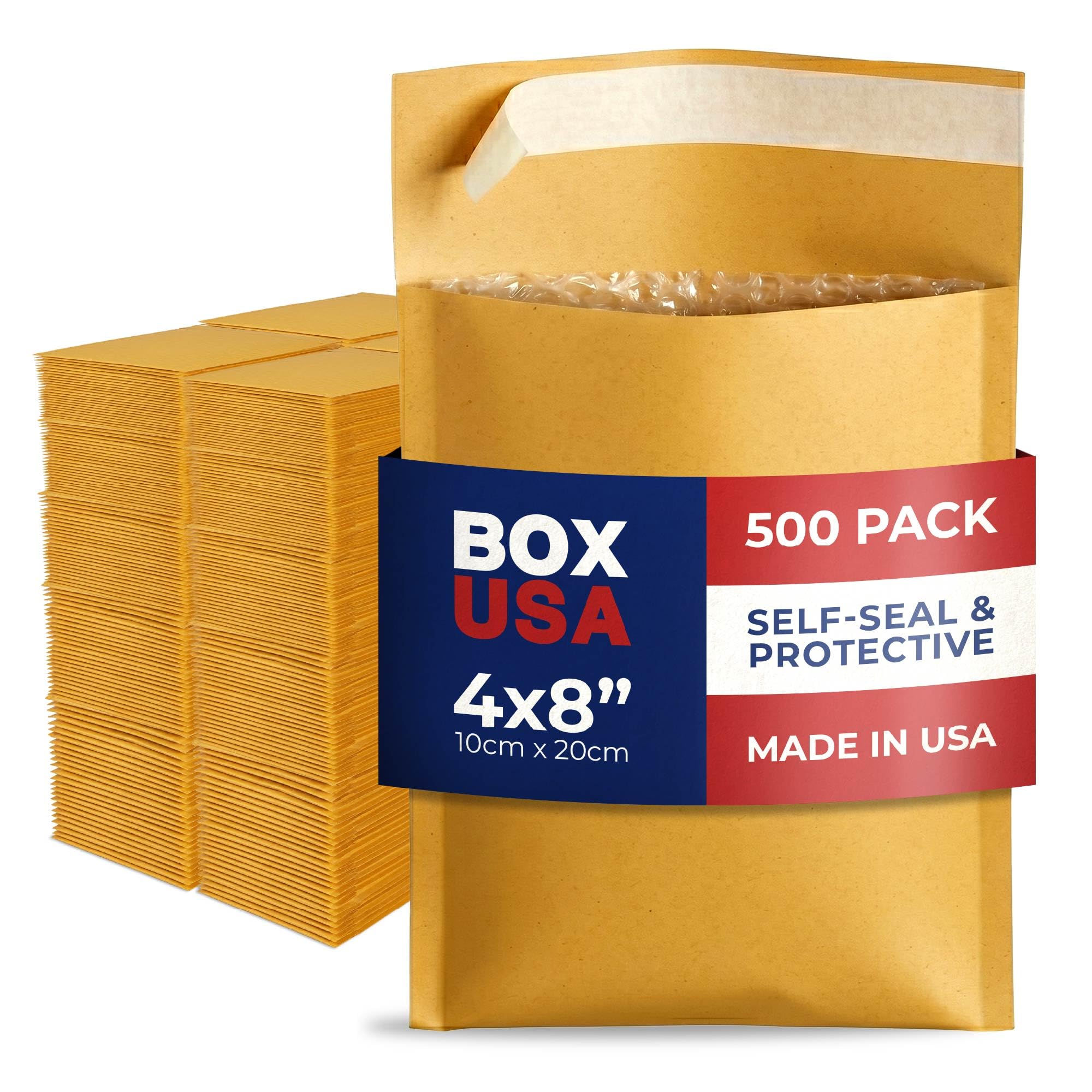 BOX USA Lot de 500 enveloppes à bulles en kraft pour envoi postal, rembourrées et résistantes pour emballage et expédition (10,2 x 20,3 cm)