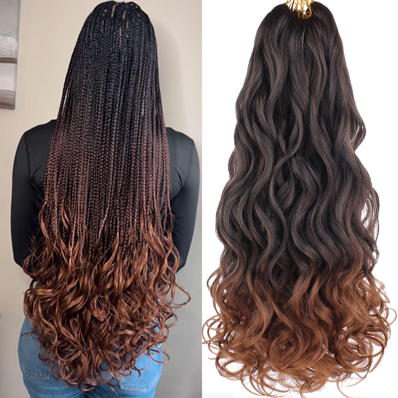 Xtrend French Curly Braiding Hair - 8 Packs, 18 Inch, Synthetic, Yaki Texture, Bouncy, Loose Wavy, T30#