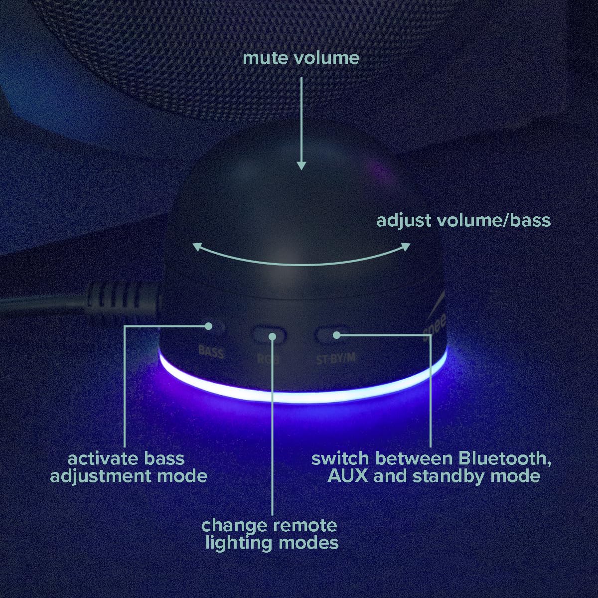 Speedlink GRAVITY LT głośniki komputerowe 2.1 z Bluetooth - z drewnianym subwooferem, aktywny system głośników 80 W, gniazdo AUX 3,5 mm, pilot biurkowy RGB, czarny