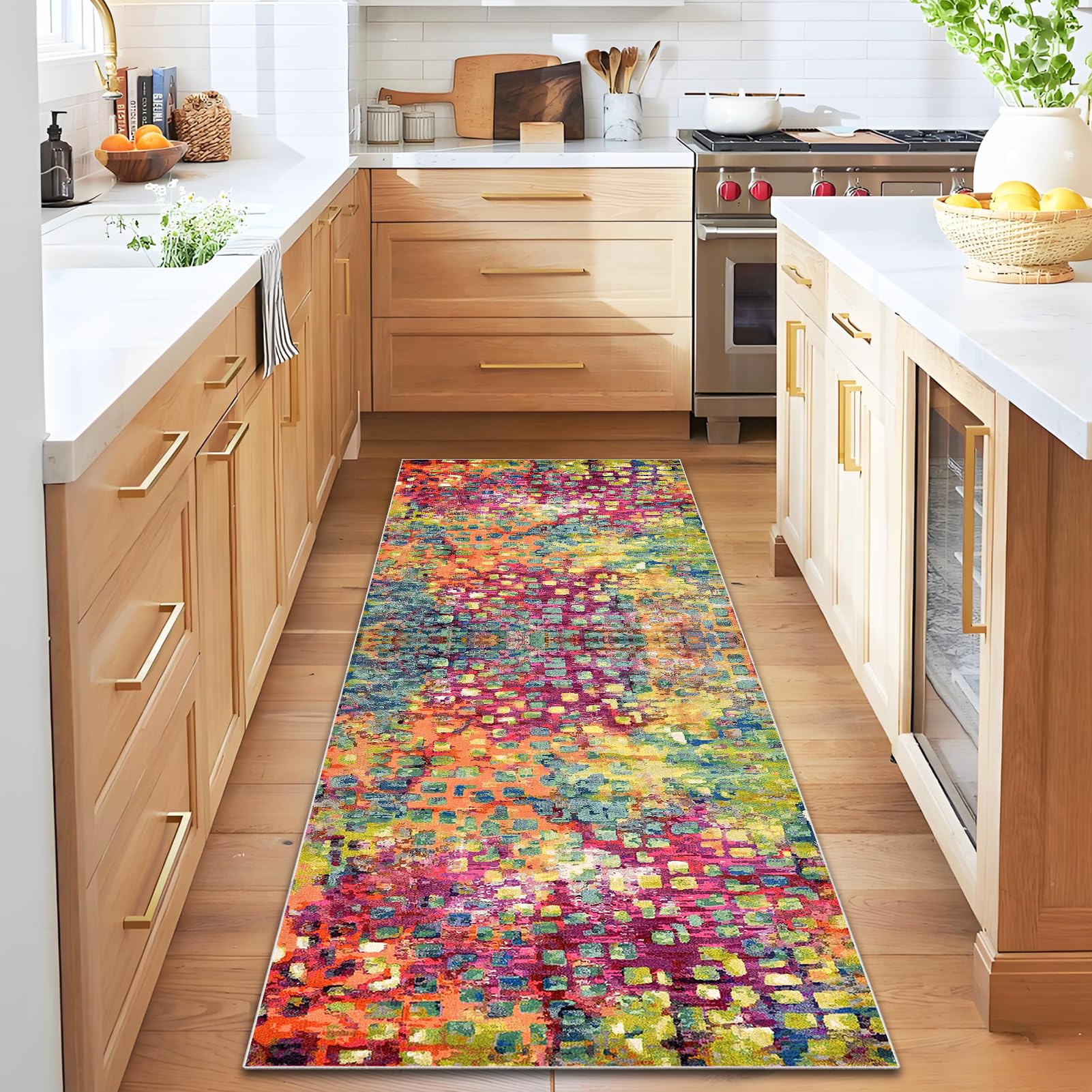 Qemgrste Long Runner Rugs for Hallway 50 x 150 cm Non Slip Vintage Hall Runners Narrow Rugs Washable Kitchen Rug Carpet Runners for Hallway Entryway Kitchen Bedroom Area Rugs Door Mat
