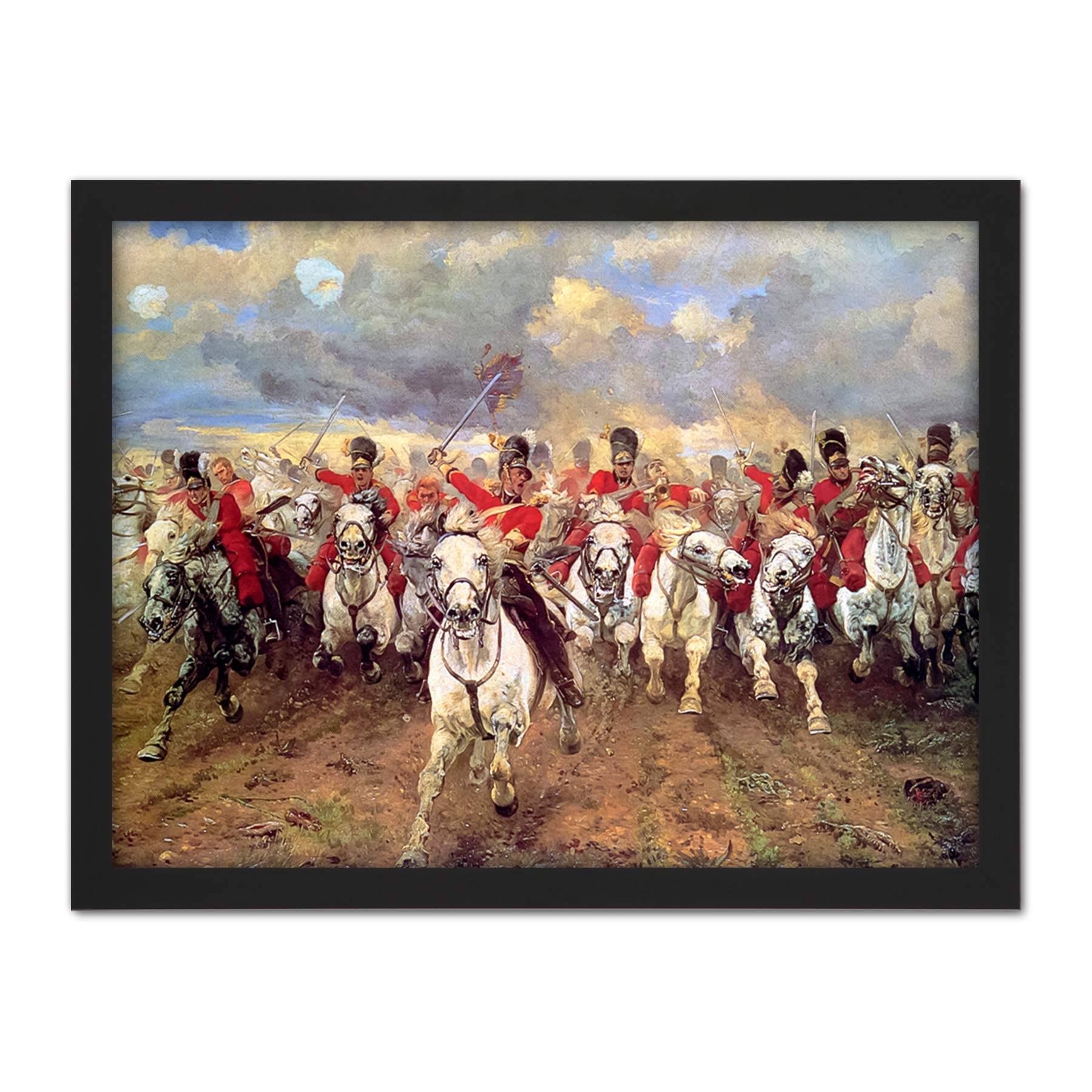 Thompson Scotland Forever Battle Waterloo Painting Artwork Framed Wall Art Print 18X24 Inch