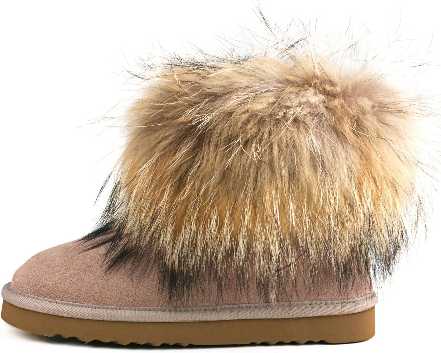 AUSLAND Genuine Suede Waterproof Boots for Women Furry Fur Winter Ankle Short Boots Warm Fluffy Snow Boot 99251 - Image 4