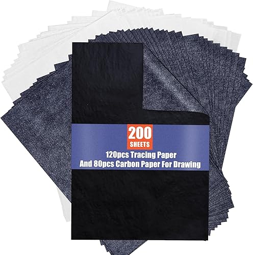 PSLER 120 hojas de papel de transferencia blanco y 80 hojas de papel de transferencia de carbono con 2 lápices en relieve y 1 lápiz para