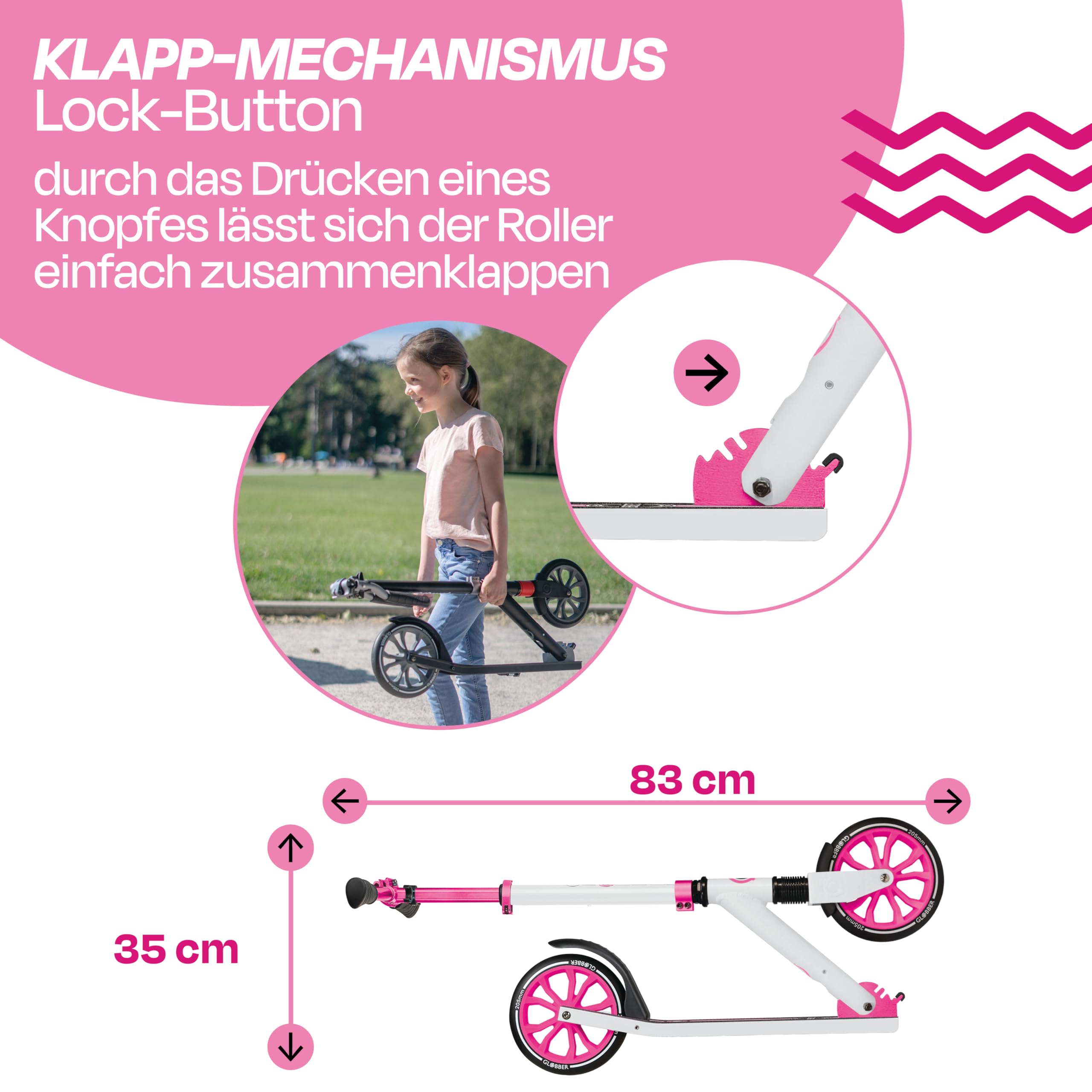 GLOBBER NL 205 Roller – Tretroller Kinder ab 8 Jahre, Teens und Erwachsene - Scooter 205 mm - ABEC 7 – höhenverstellbar
