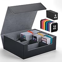 Astrell MTG Deck Box: Large Capacity Leather Storage for 1800+ Cards, 12 Dividers, Magnetic Closure, TCG Sports Card Case