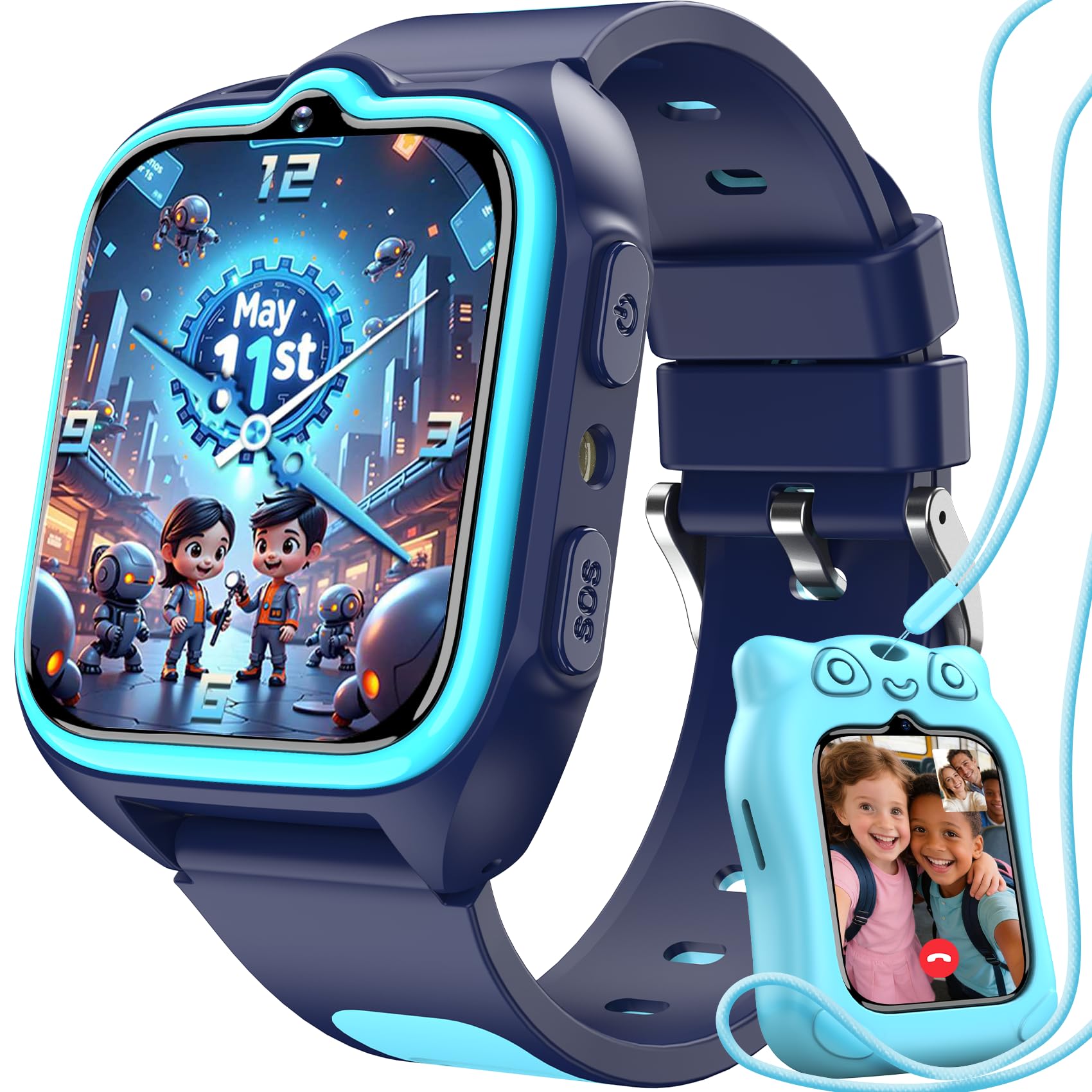 Blackview Smartwatch per Bambini, 1.75 Inch TFT Smartwatch Chiamate GPS 4G, Chat Vocale, Videochiamata, SOS, Gioco, Fotocamera, Calcolatrice, Contapassi, Sveglia, Batteria da 800 mAh